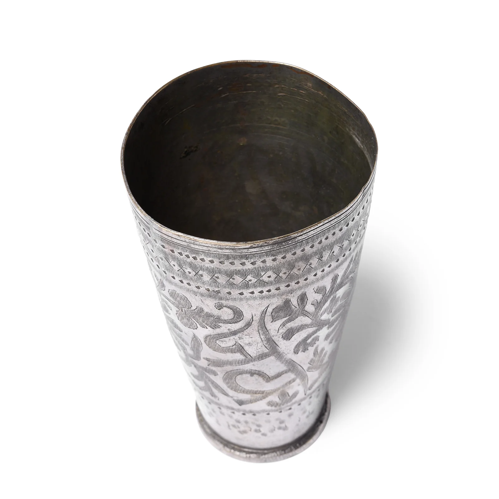 Vintage Lassi Cup - Nickel Plated Engraved Brass - Early 20th Century - Image 3