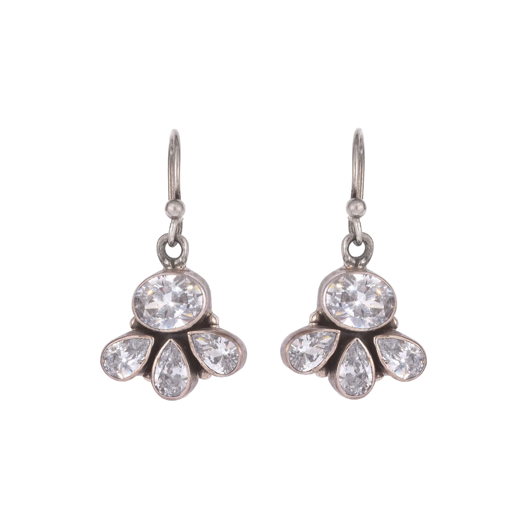 Silver And Zircon Earrings