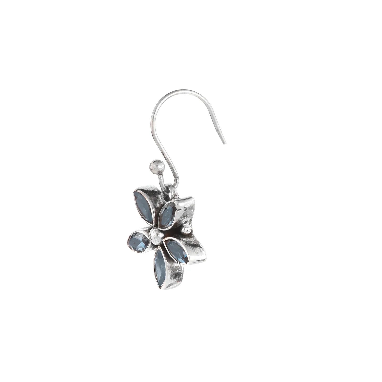 Silver and Blue Topaz Earrings - From Rajasthan - Image 2