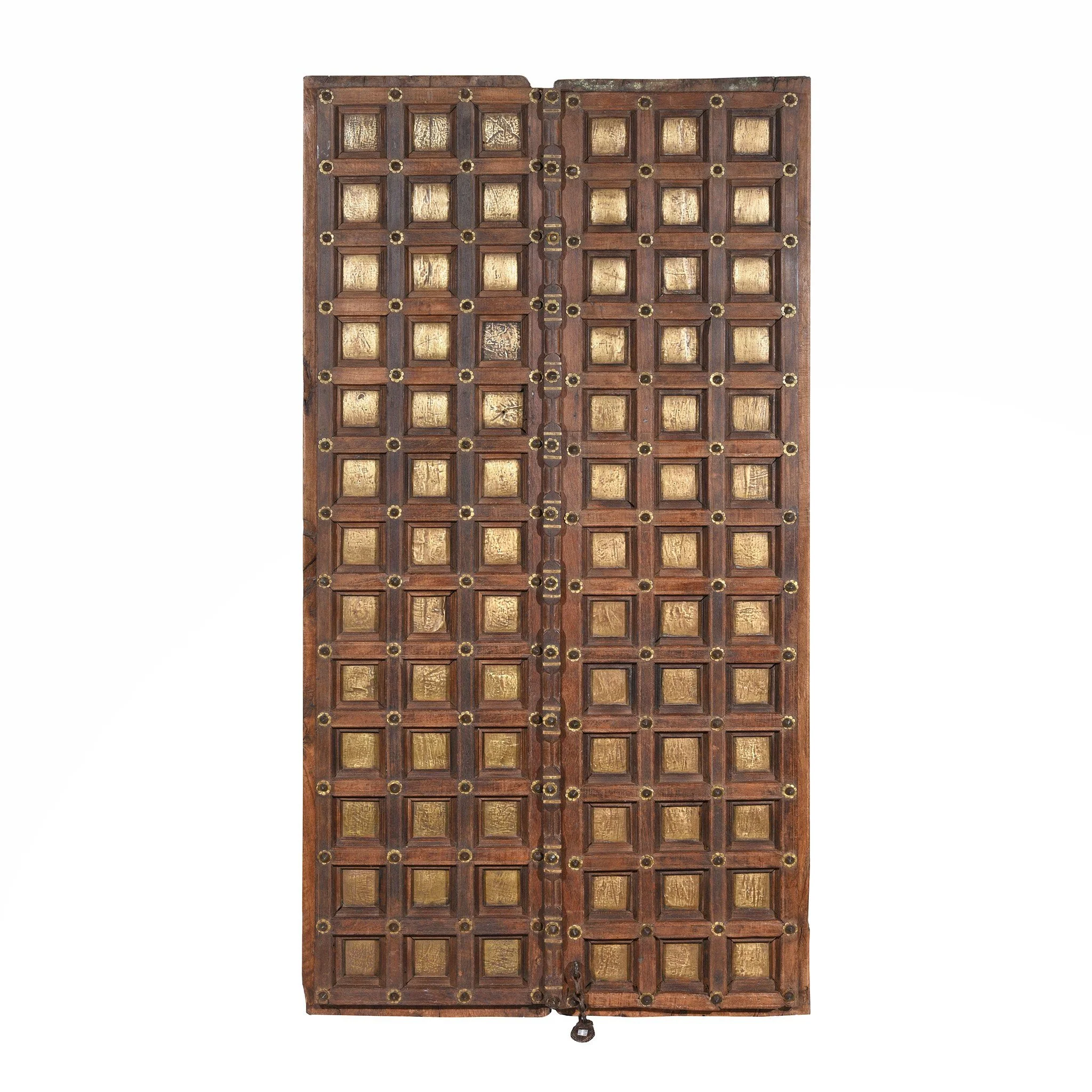 Rosewood & Brass Doors from Ajmer - 19thC