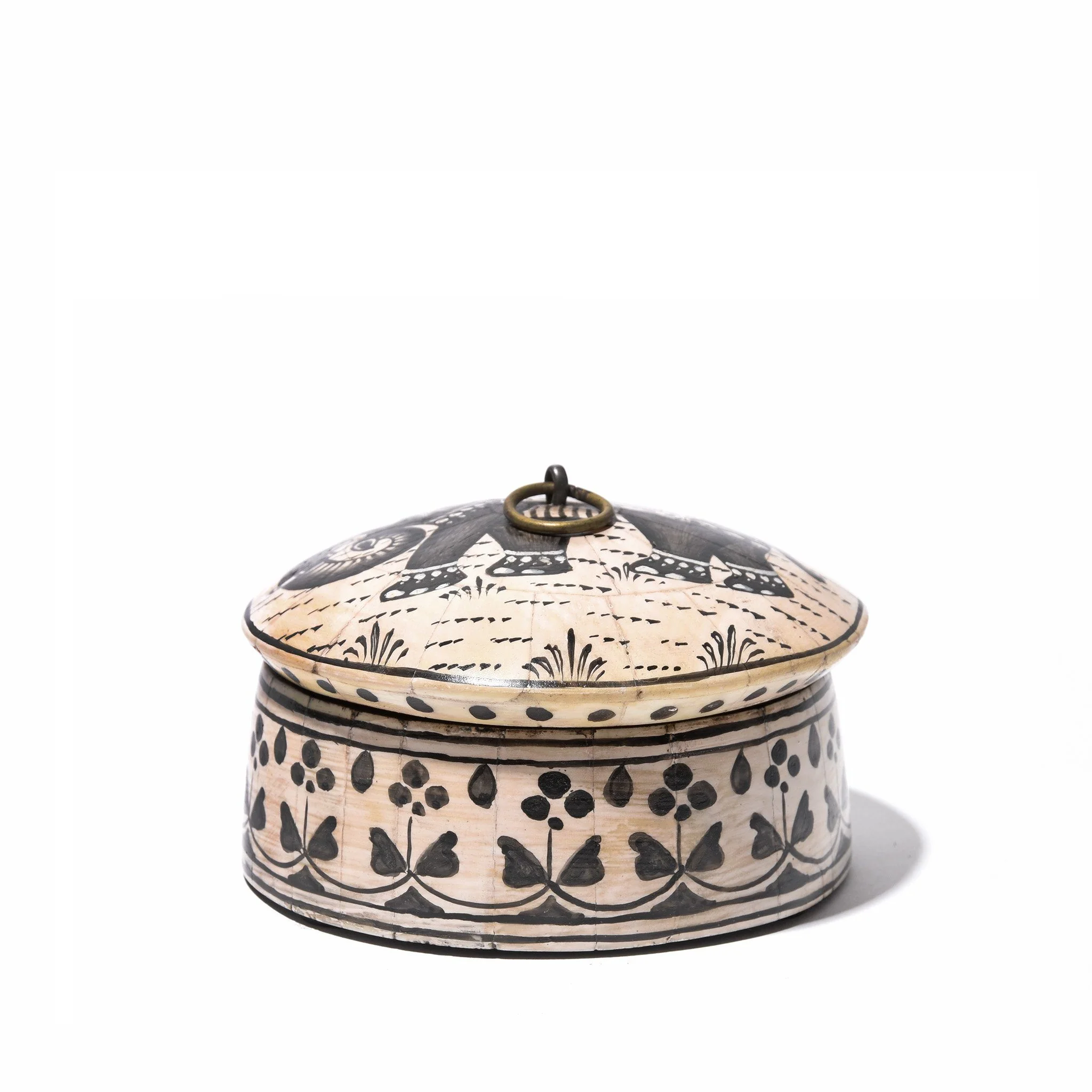 Round Inlay Trinket Box - Elephant Design - Image 4