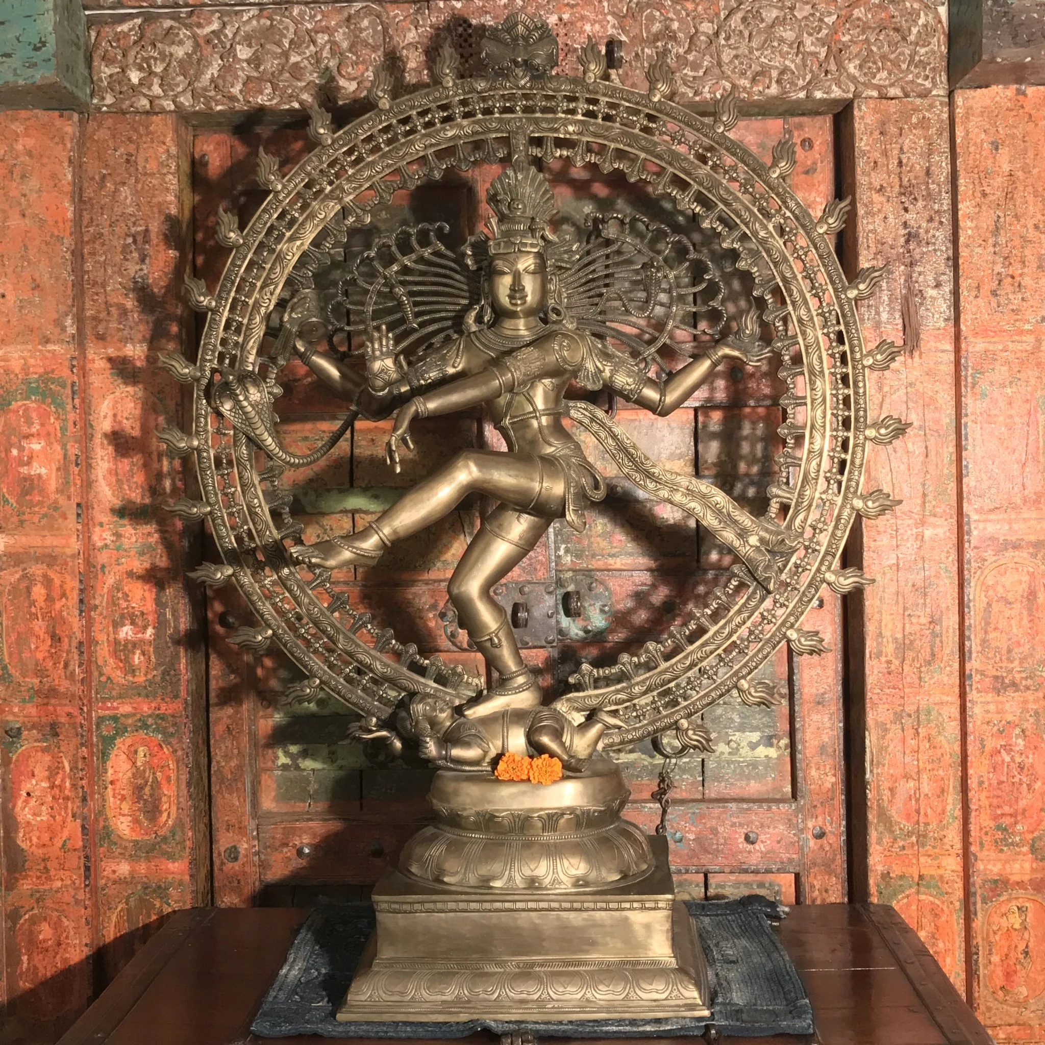 Large Brass Dancing Shiva Nataraj Statue From South India - Image 2