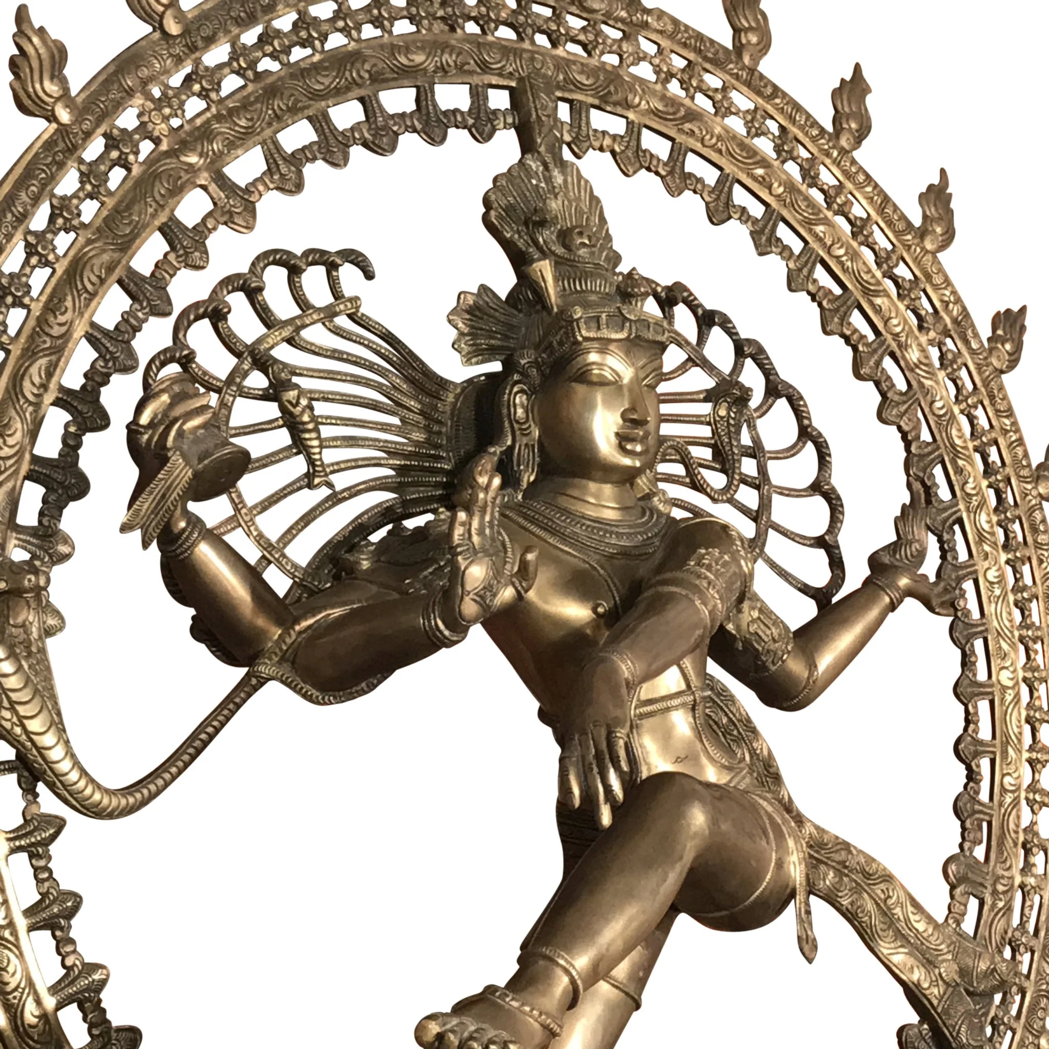 Large Brass Dancing Shiva Nataraj Statue From South India - Image 3