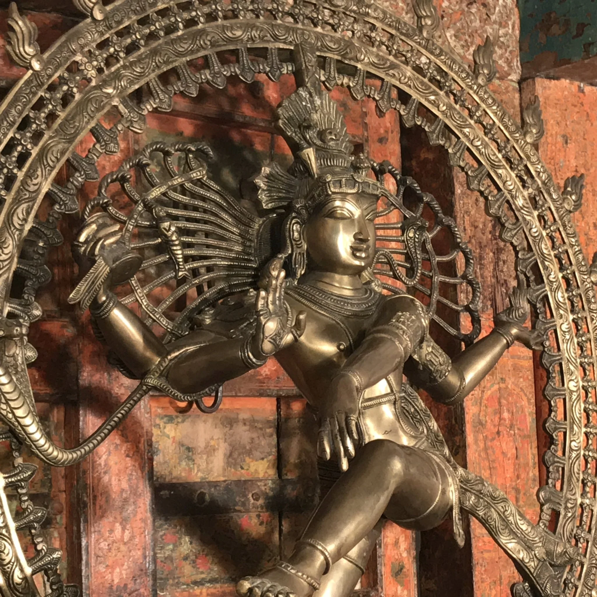 Large Brass Dancing Shiva Nataraj Statue From South India - Image 4