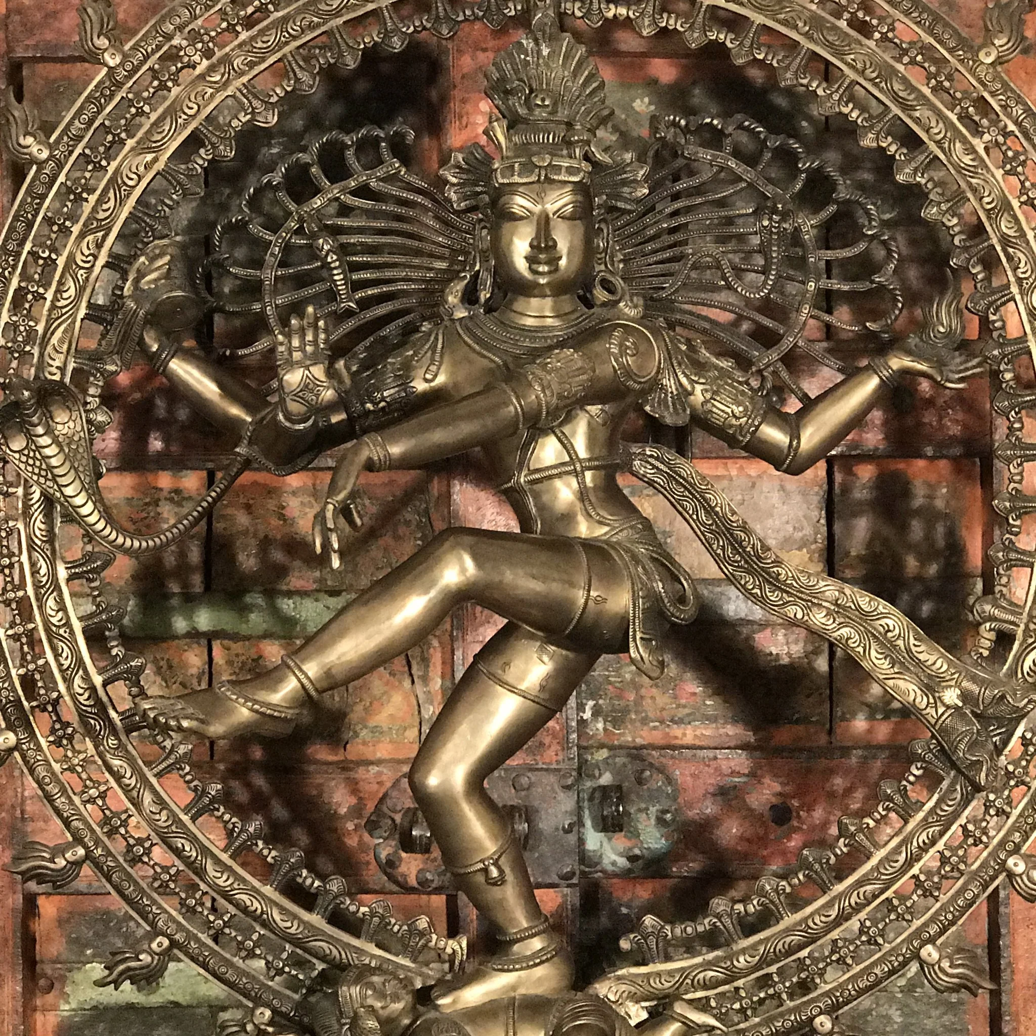 Large Brass Dancing Shiva Nataraj Statue From South India - Image 5