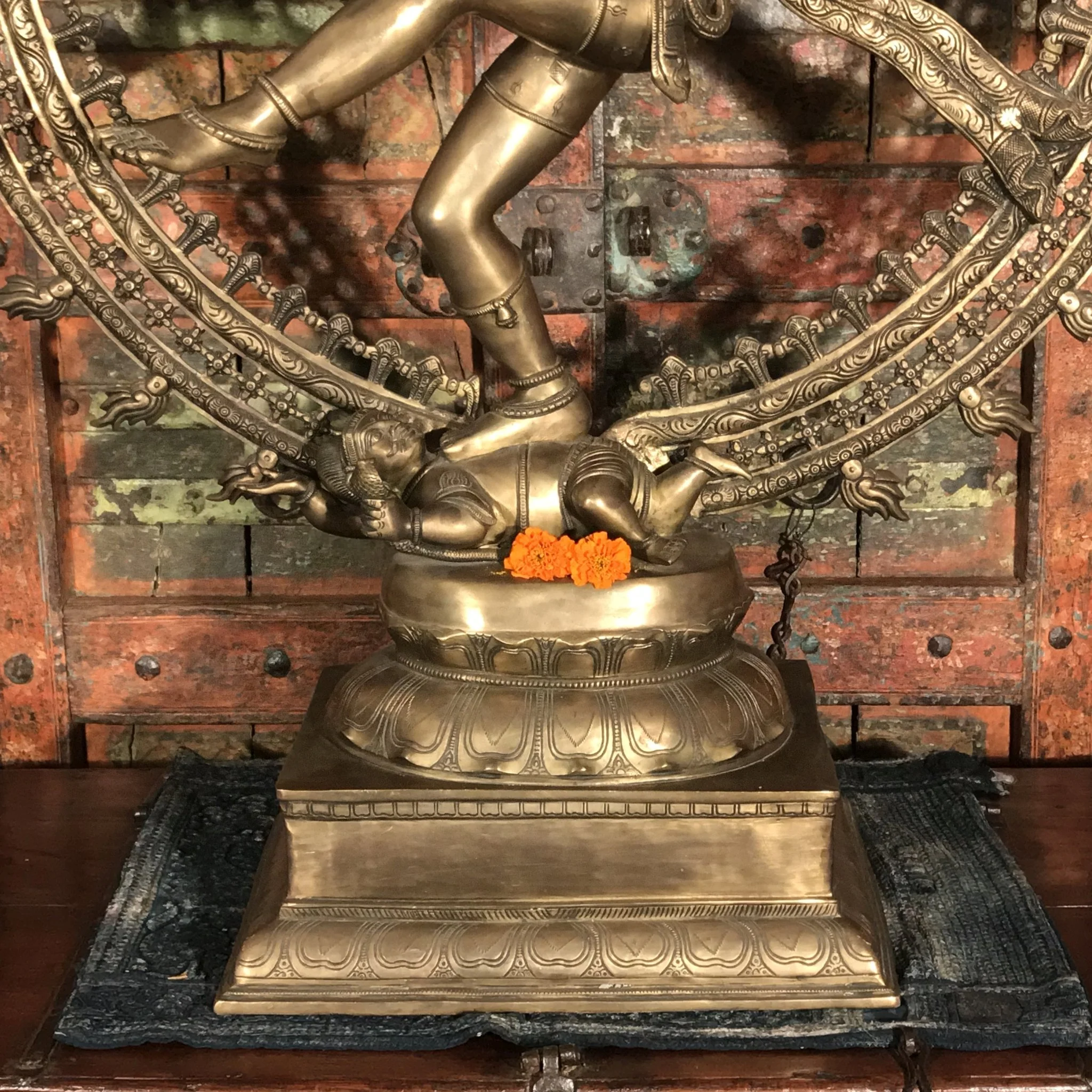 Large Brass Dancing Shiva Nataraj Statue From South India - Image 6