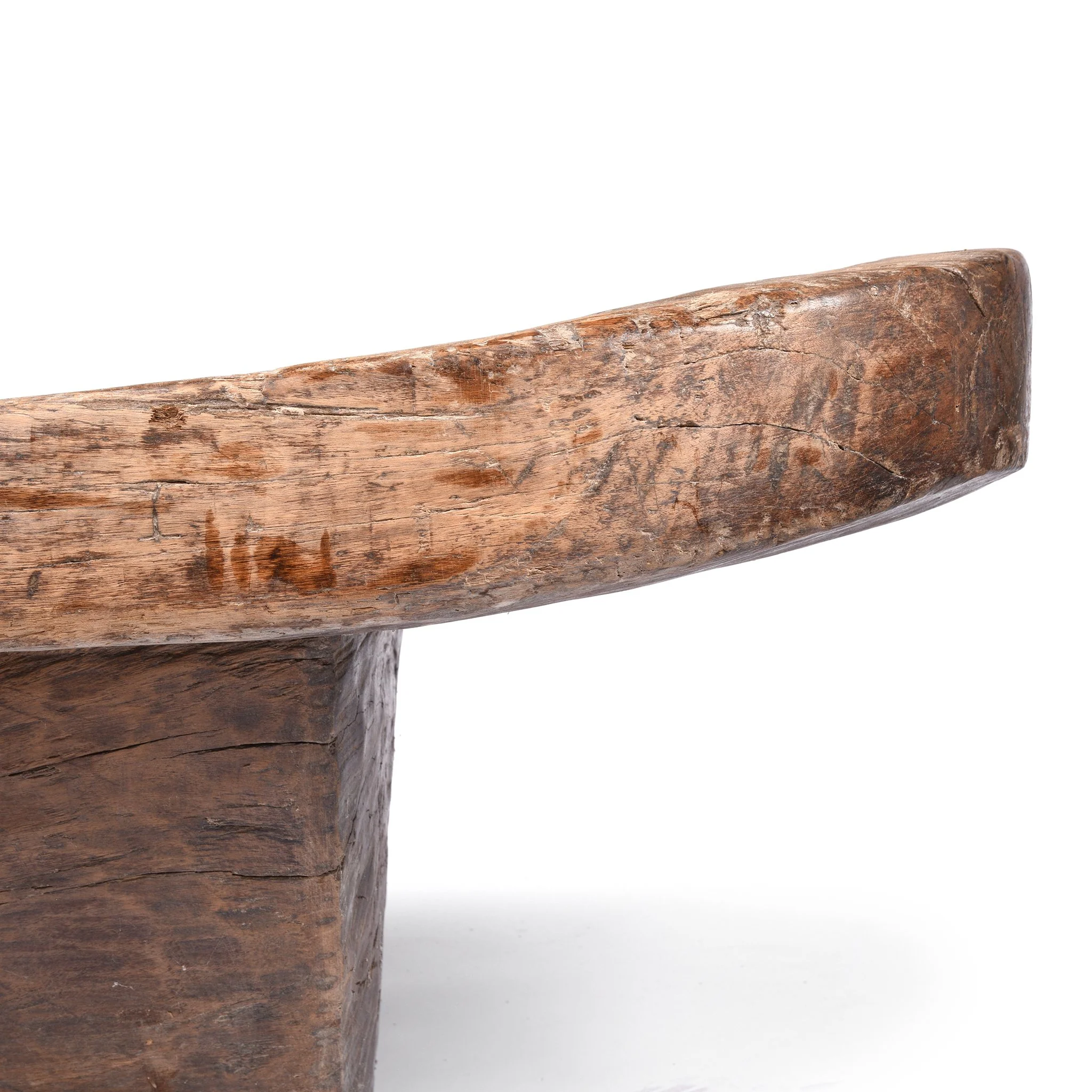 Carved Teak Mortar Table From Nagaland - Ca 100 Yrs Old - Image 6
