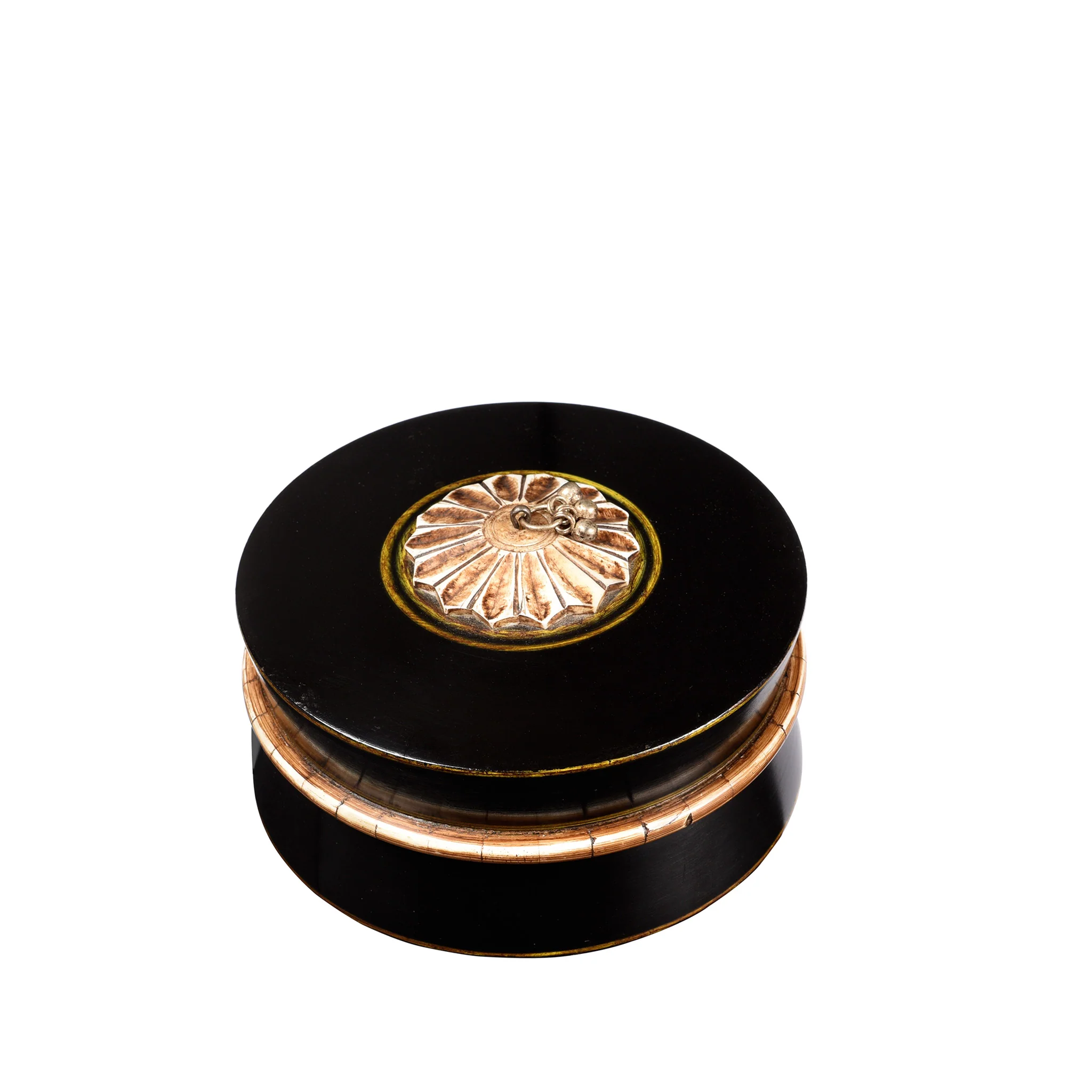 Indian Black Lacquer Pot - Image 7