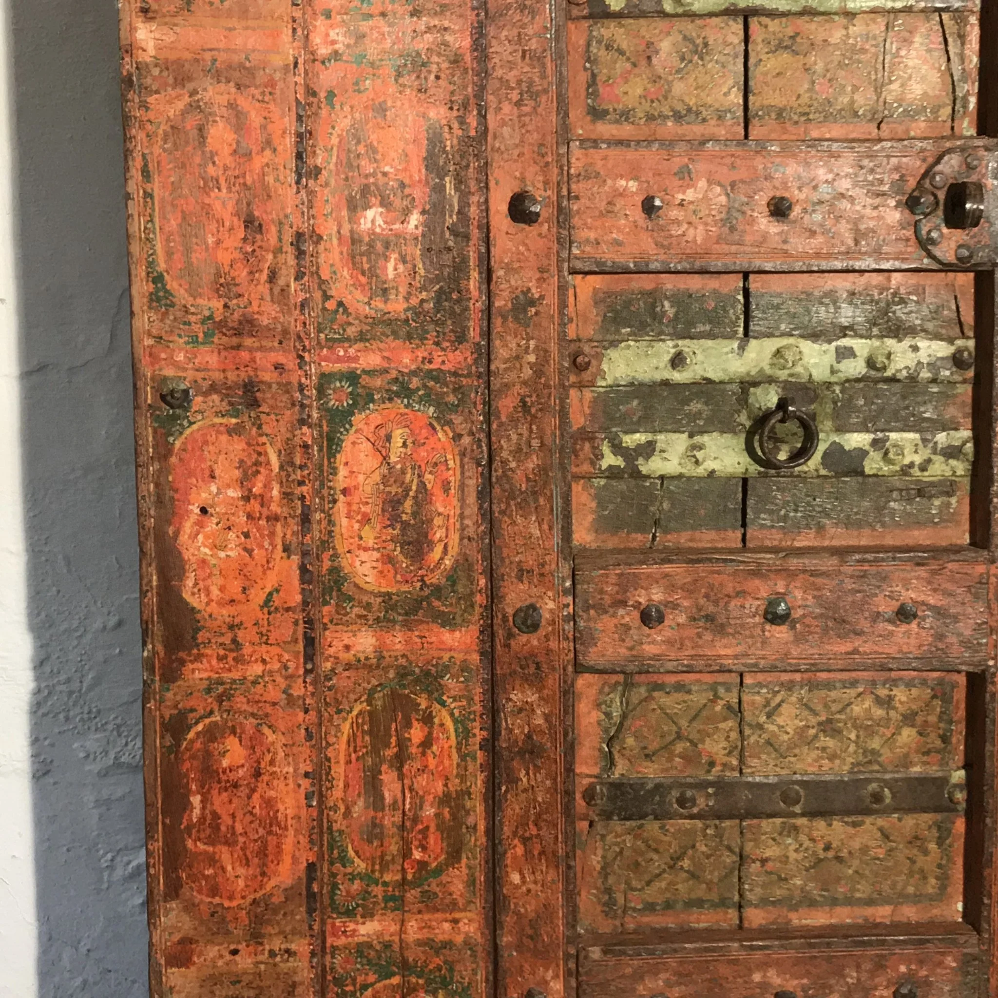 Old Painted Indian Door From Gujarat - 18thC - Image 5