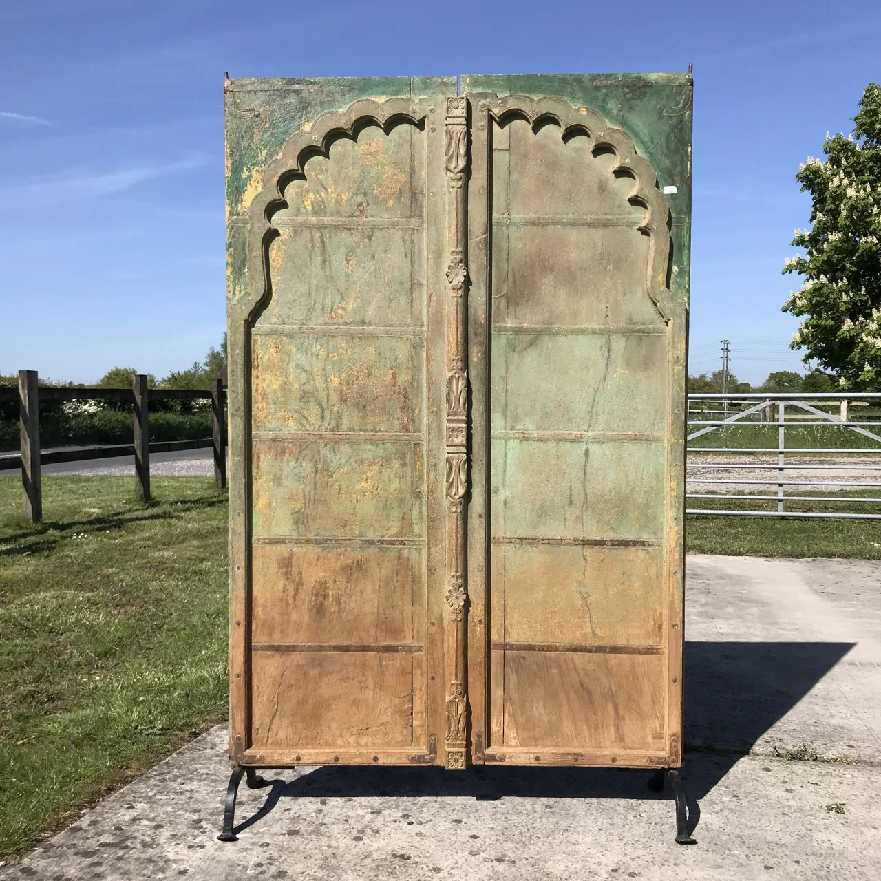 Old Green Painted Indian Door - 19thC - Image 3