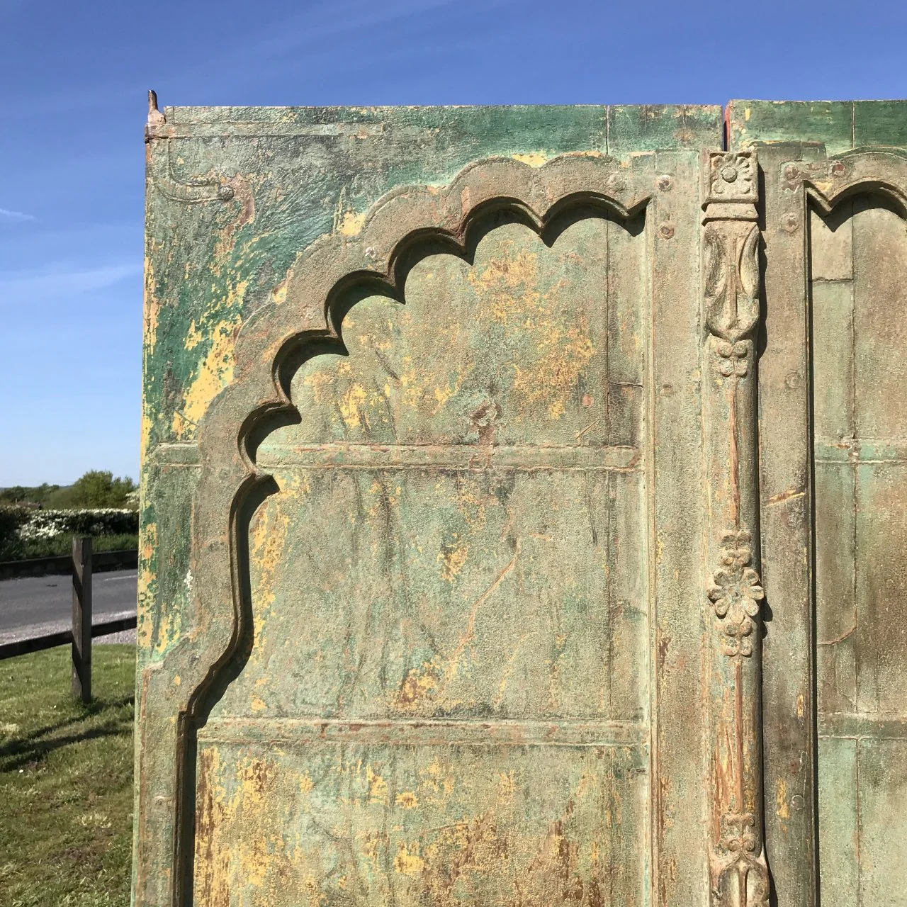 Old Green Painted Indian Door - 19thC - Image 4