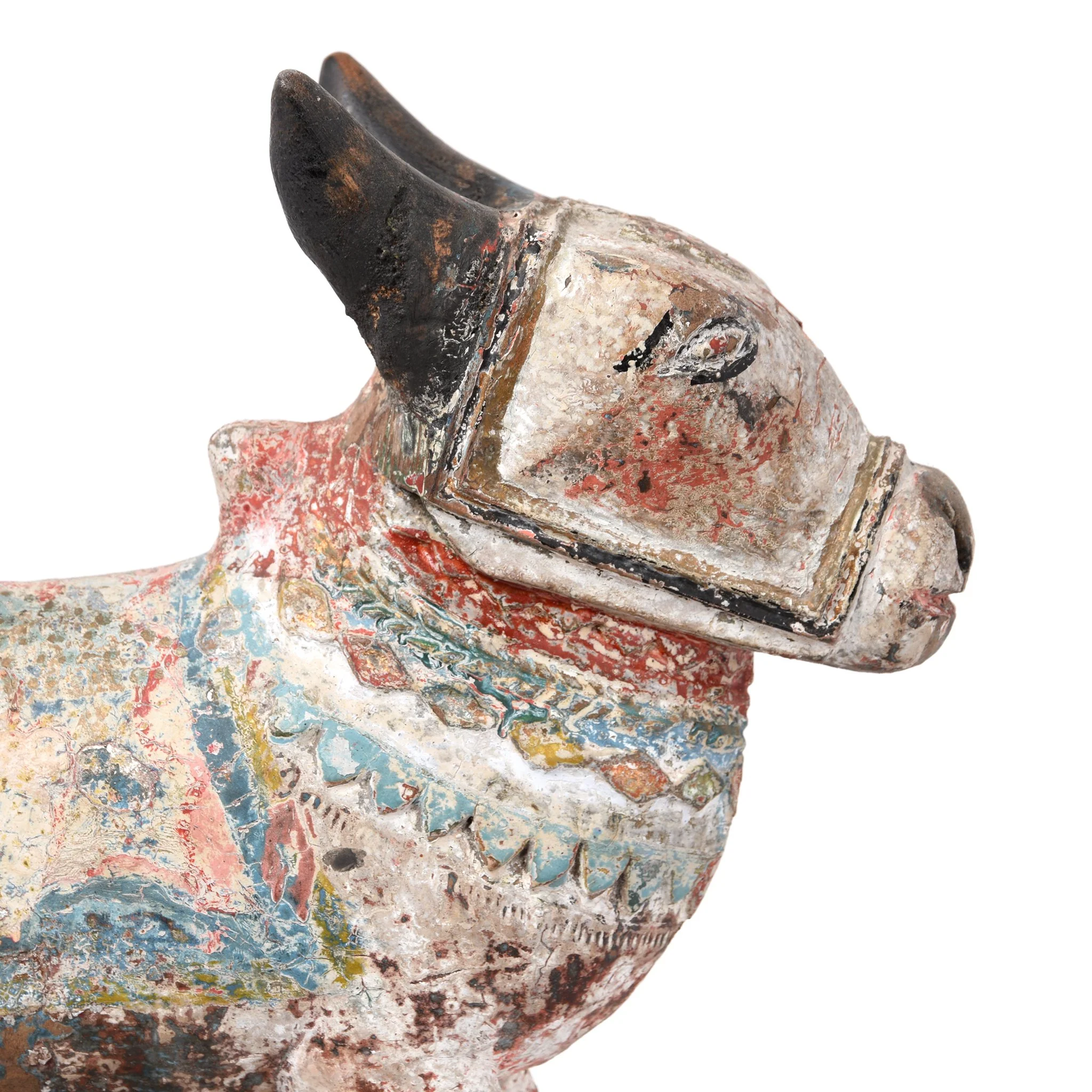 Carved Teak Nandi Bull Toy From Rajasthan - Ca 75 yrs old - Image 2