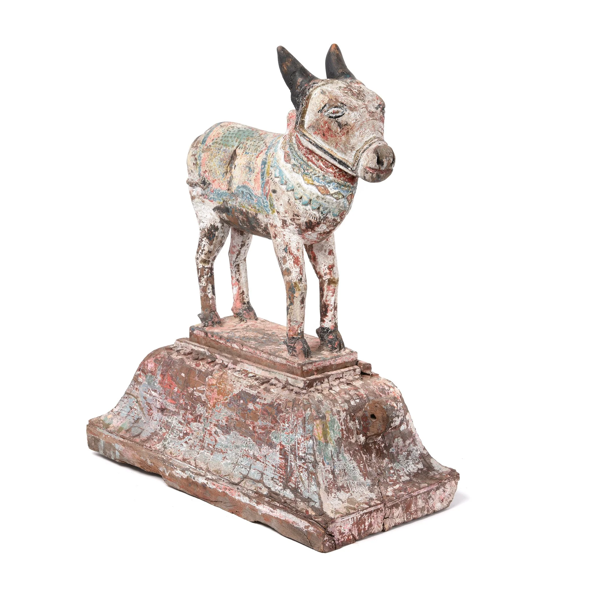 Carved Teak Nandi Bull Toy From Rajasthan - Ca 75 yrs old - Image 3
