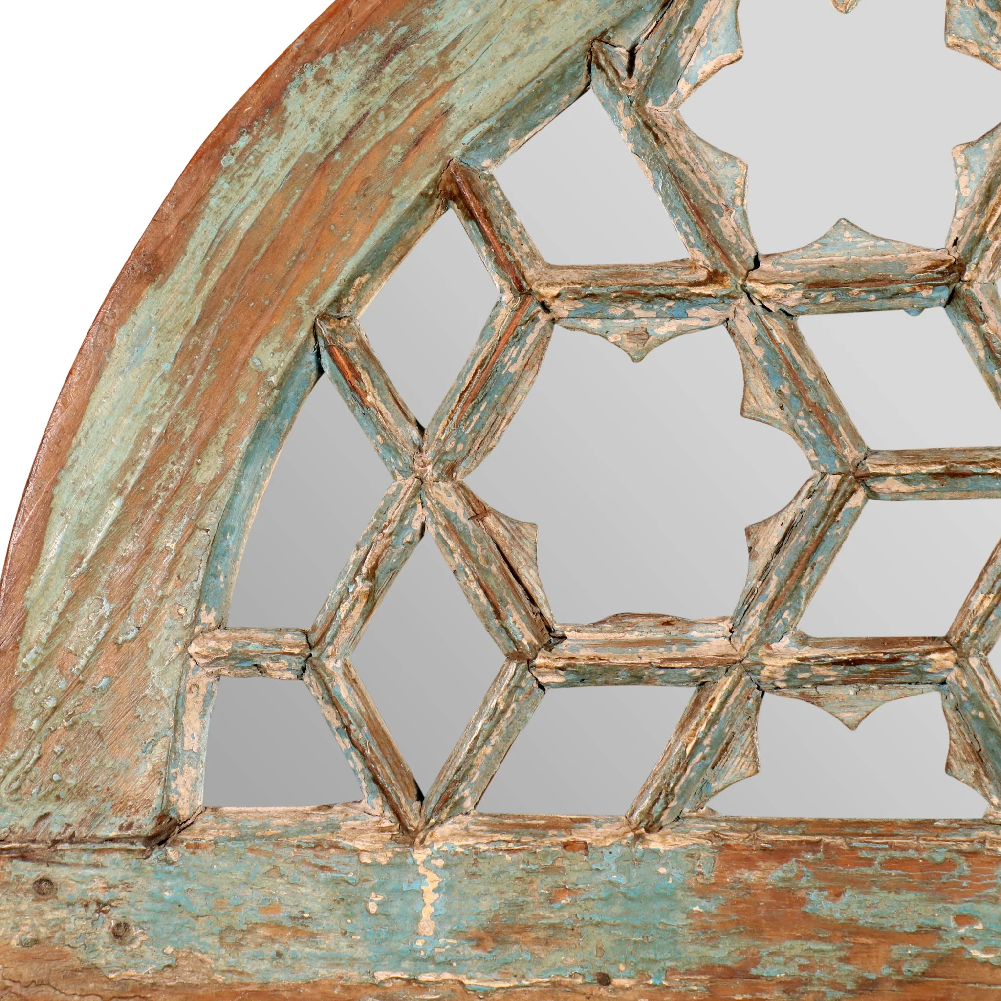 Old Teak Fanlight Mirror - 19thC - Image 3