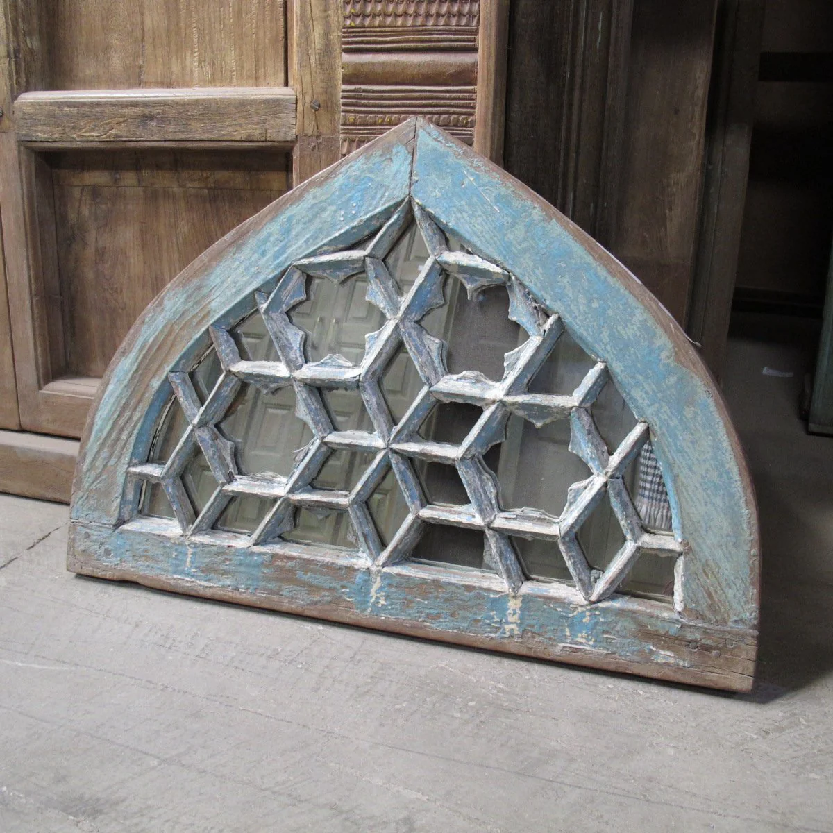 Old Teak Fanlight Mirror - 19thC - Image 5