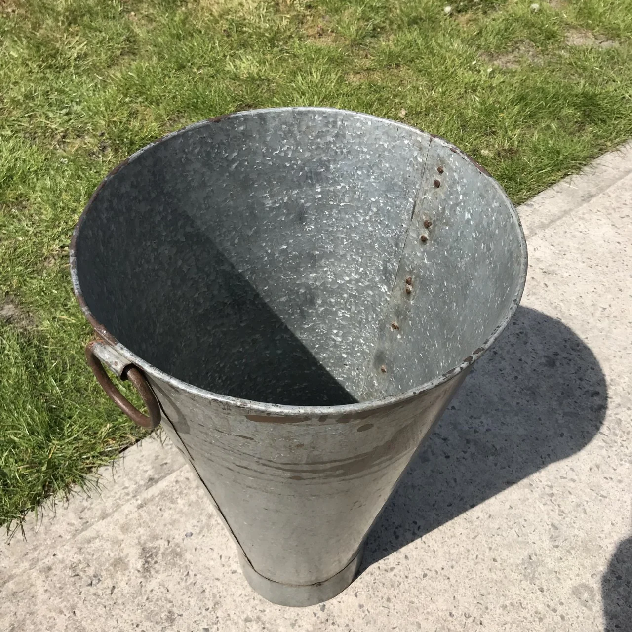 Old Galvanised Iron Tapered Bucket From Rajasthan - Image 5