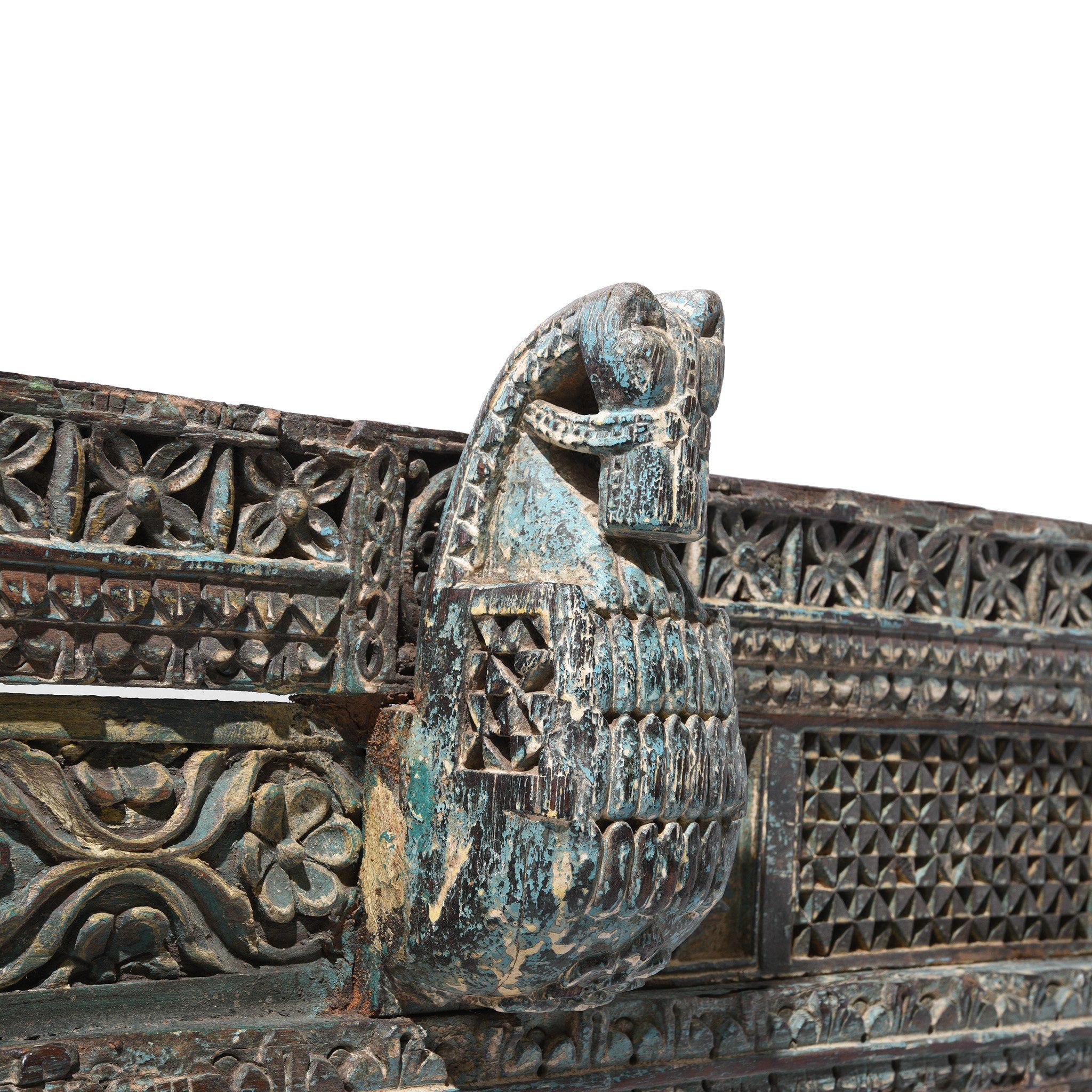 Carved Teak Architectural Panel With Horses - 19thC - Image 2