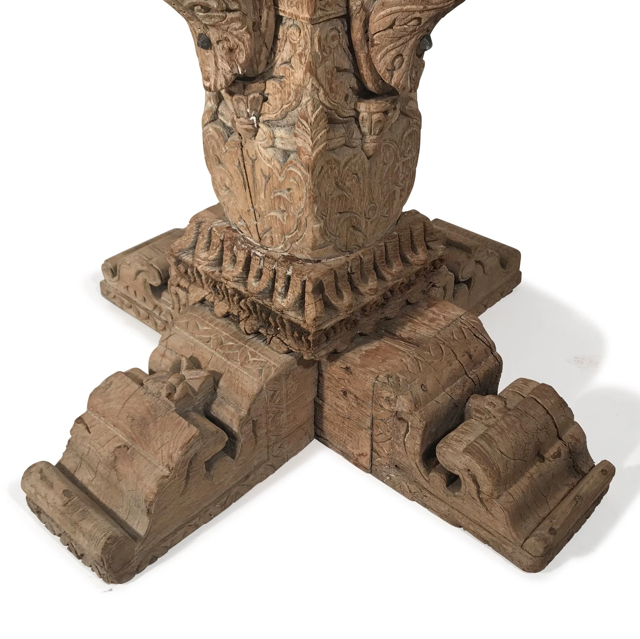 Bleached Teak Table Made From 19th Century Gujerati Carvings - Image 3