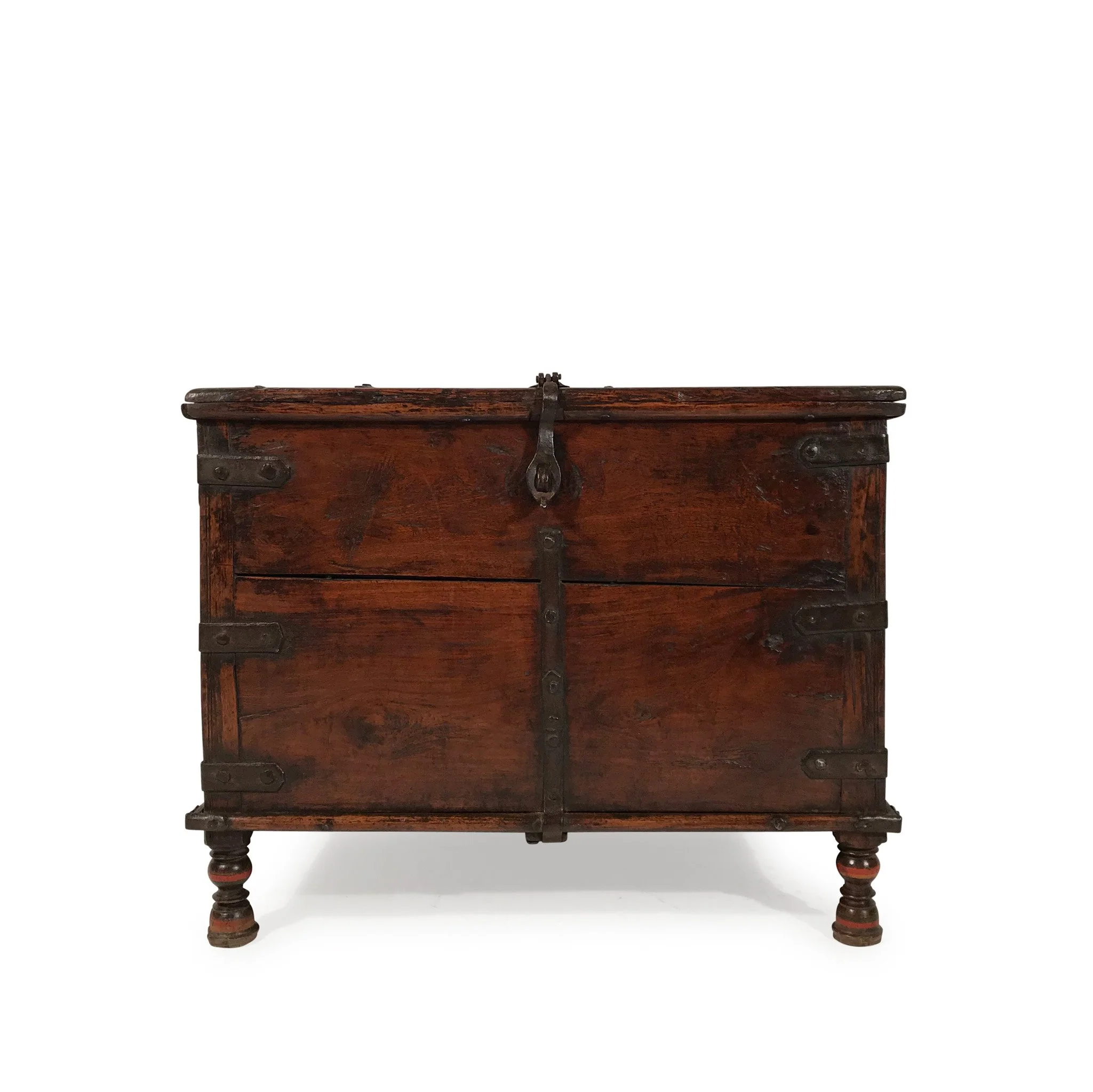 Indian Iron Bound Teak Chest - 19thC