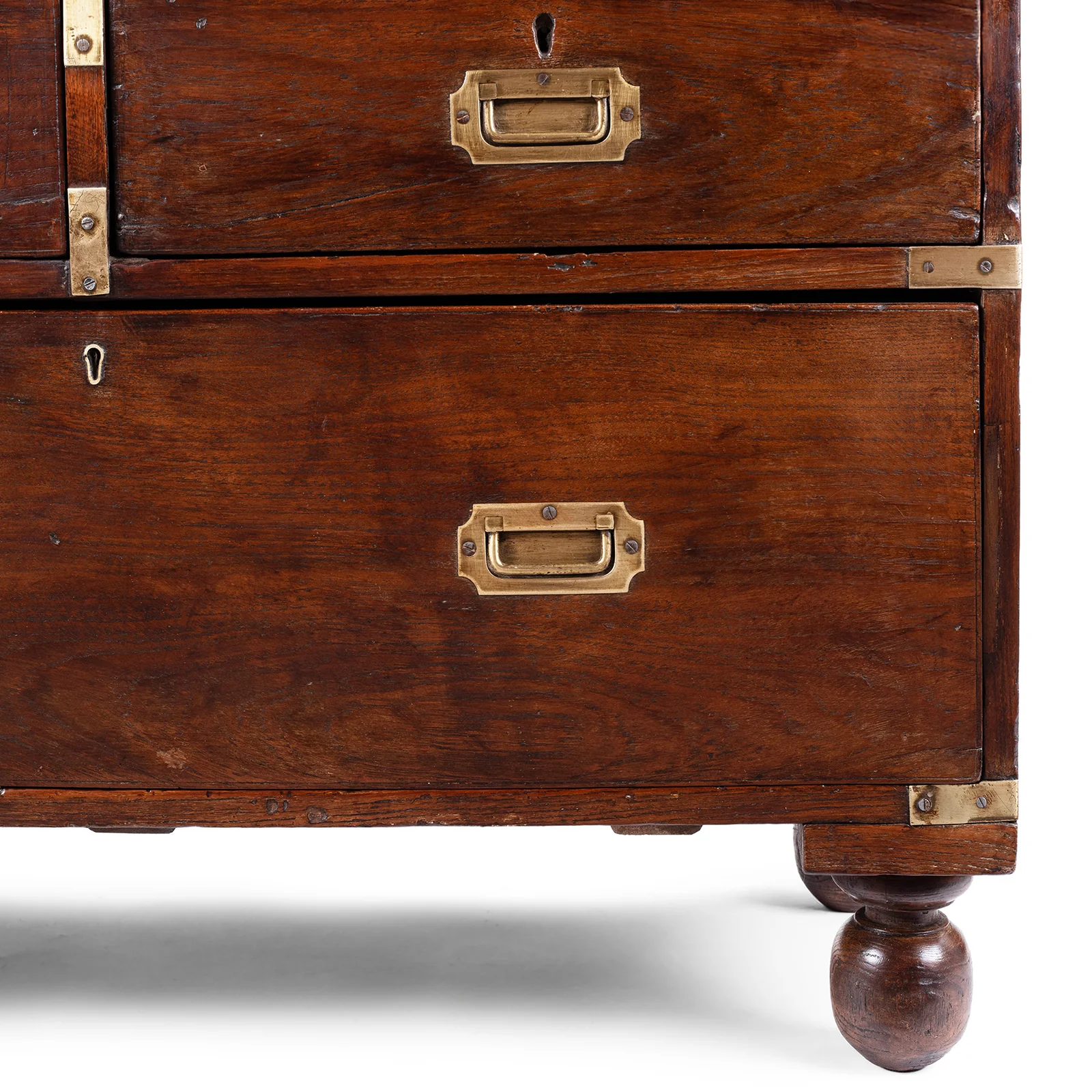 Anglo Indian Campaign Half Chest Of Drawers - 19th Century - Image 5