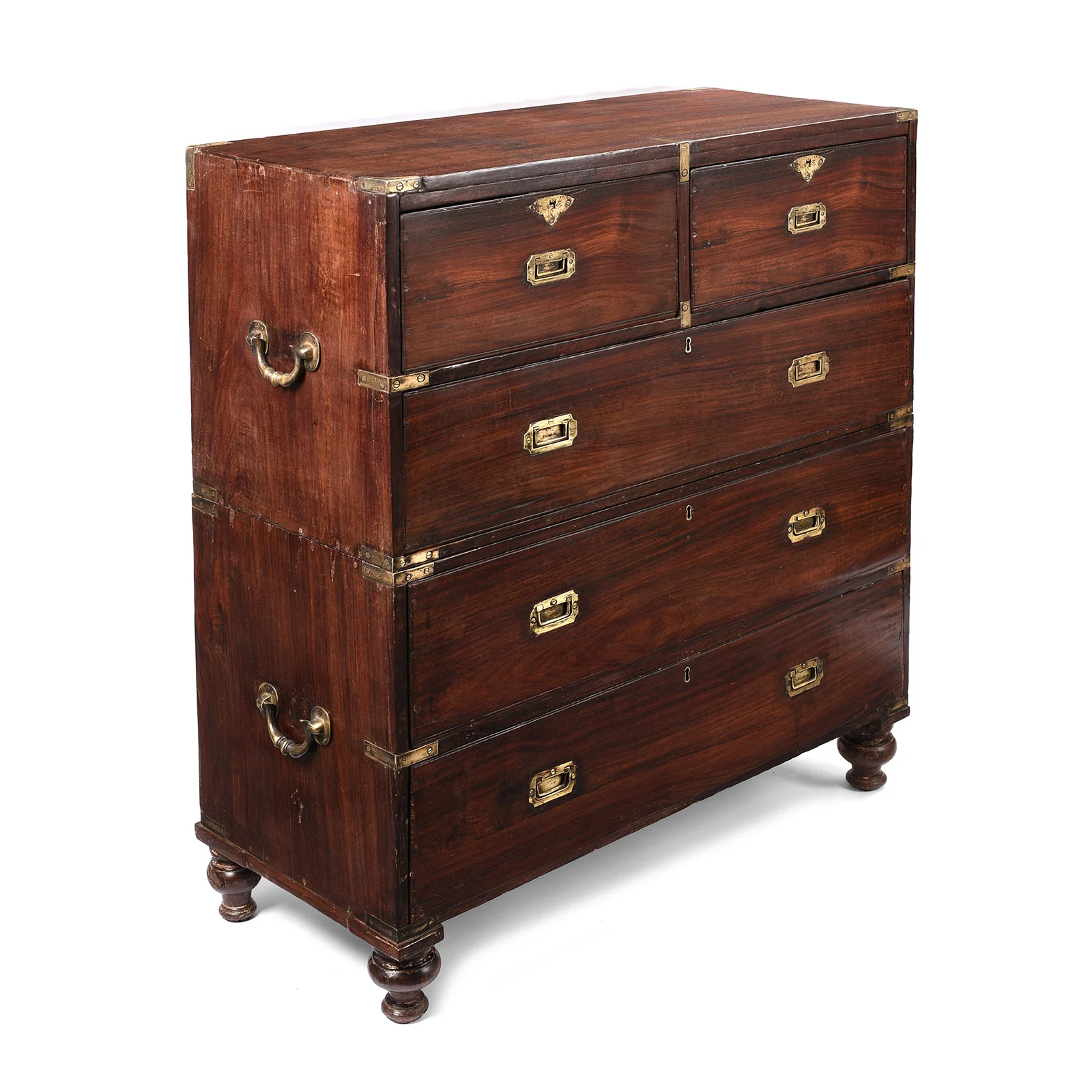 Anglo Indian Rosewood Campaign Chest Of Drawers -19thC - Image 3