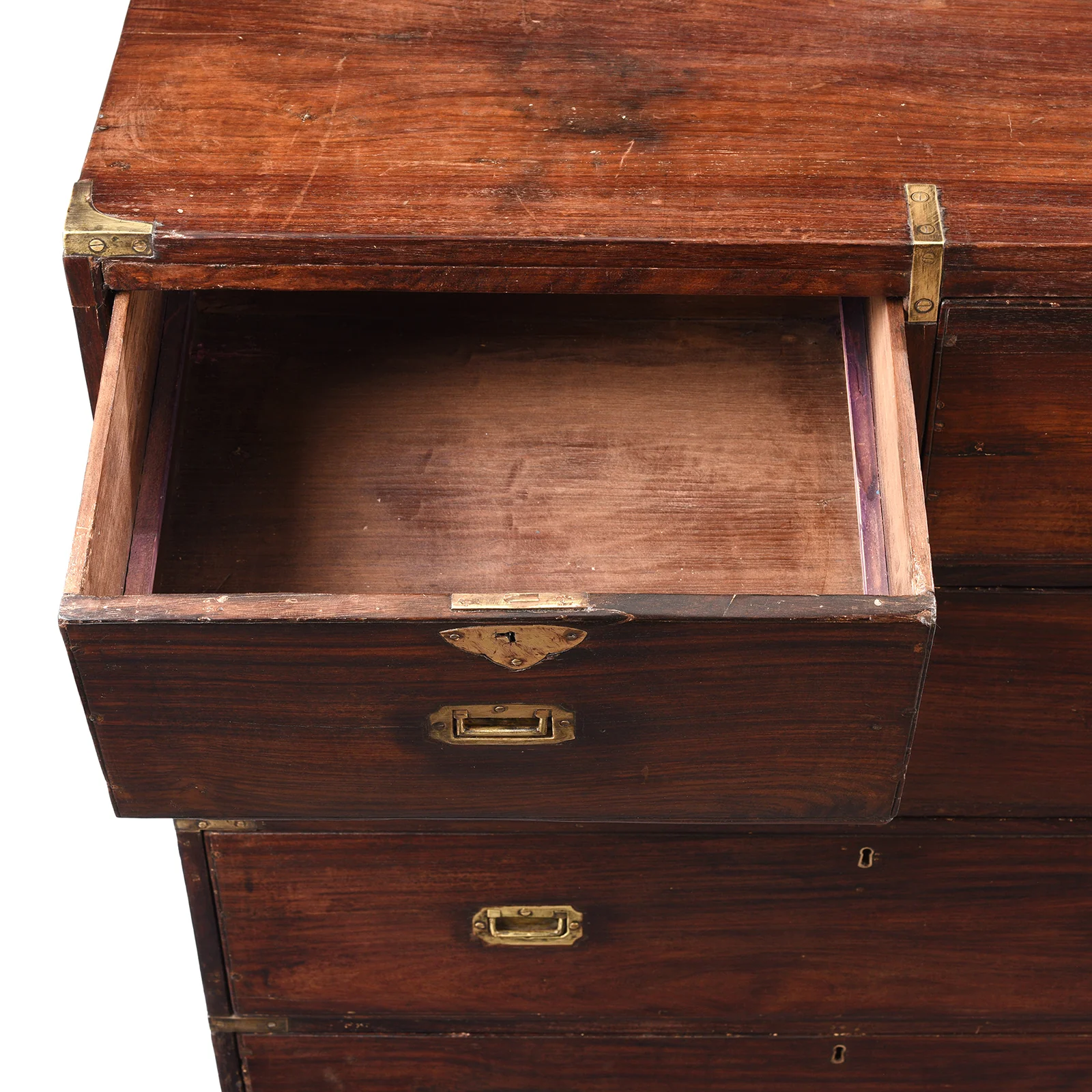 Anglo Indian Rosewood Campaign Chest Of Drawers -19thC - Image 5