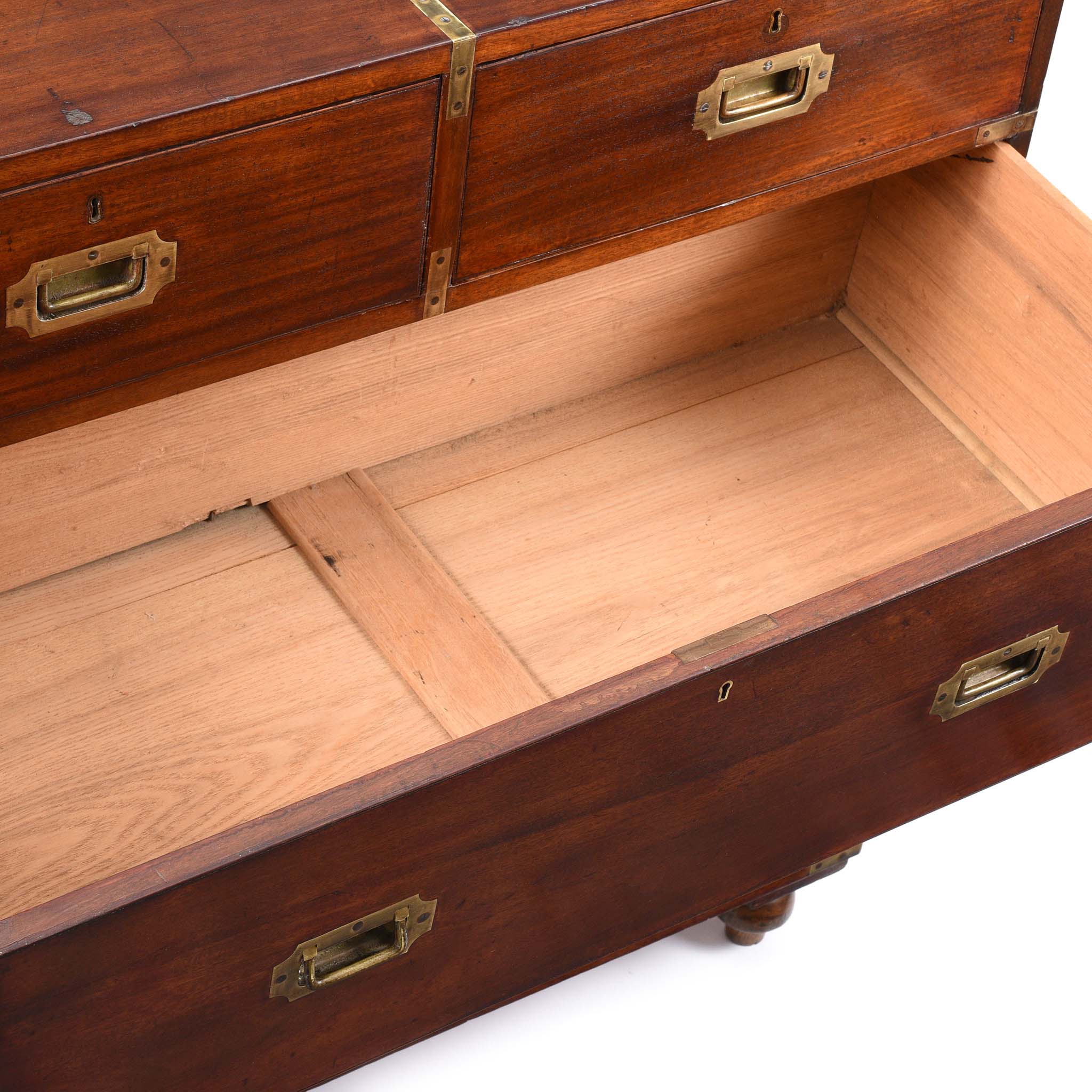 Anglo Indian Teak Campaign Chest Of Drawers - 19thC - Image 4