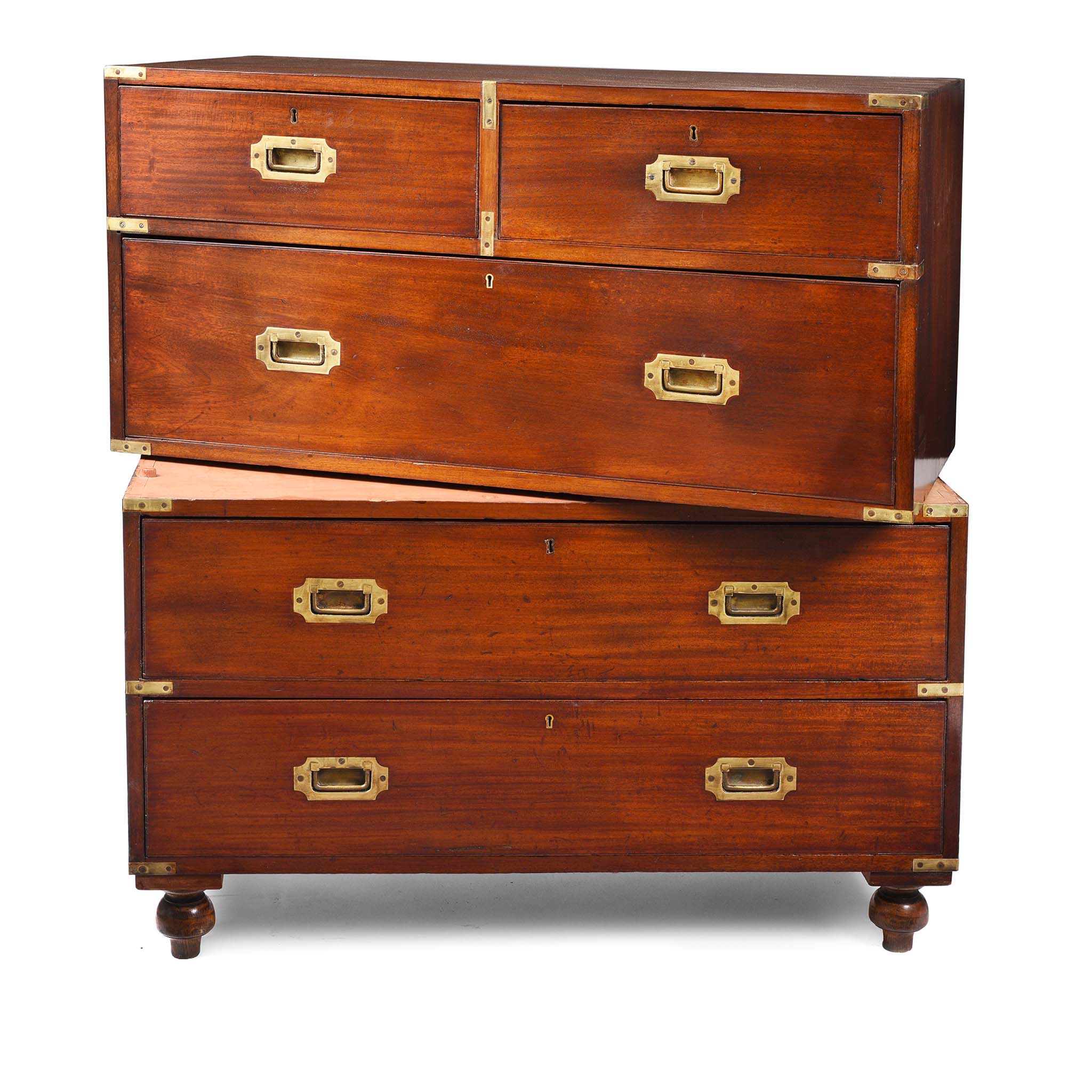 Anglo Indian Teak Campaign Chest Of Drawers - 19thC - Image 5