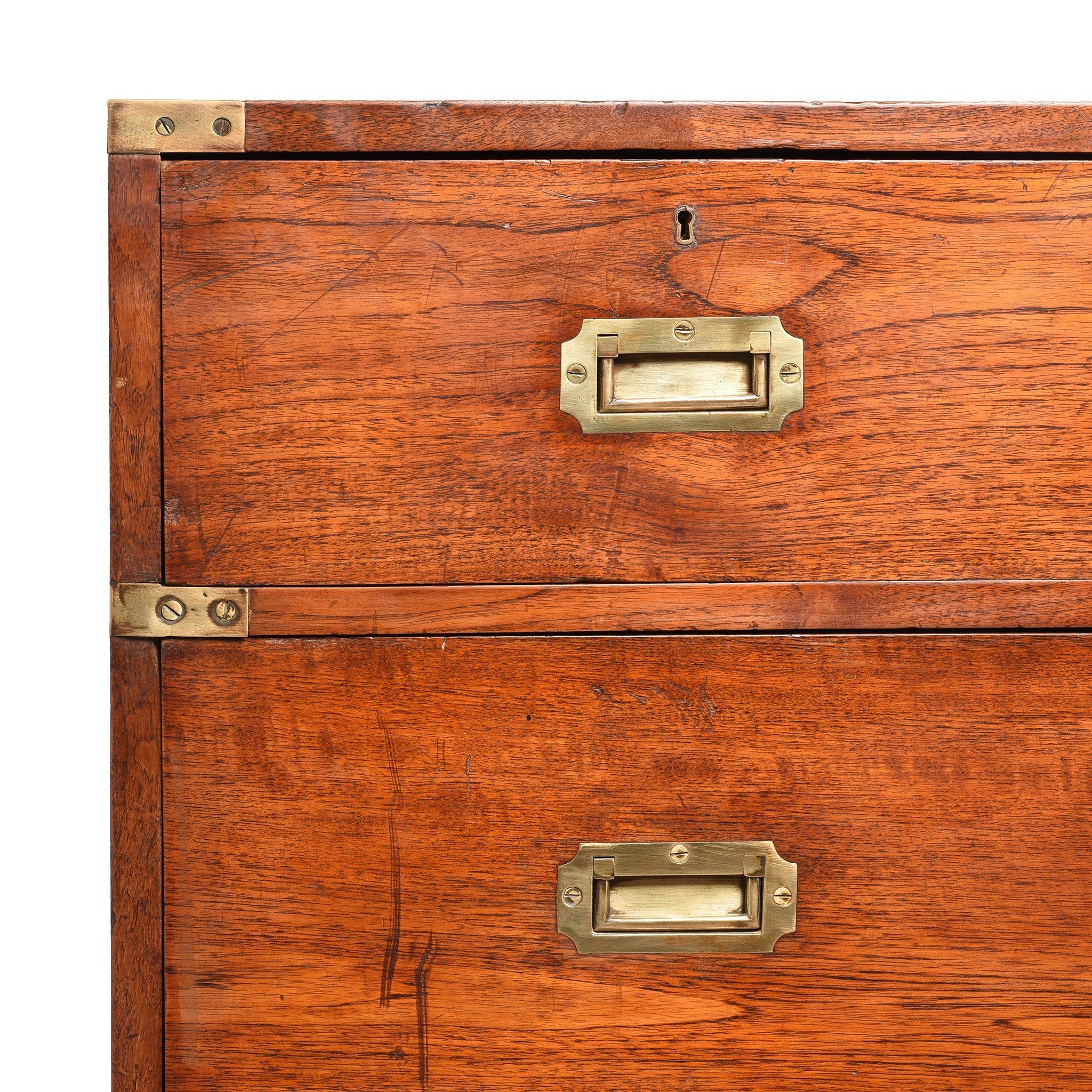 Anglo Indian Teak Campaign Chest Of Drawers - 19thC - Image 3