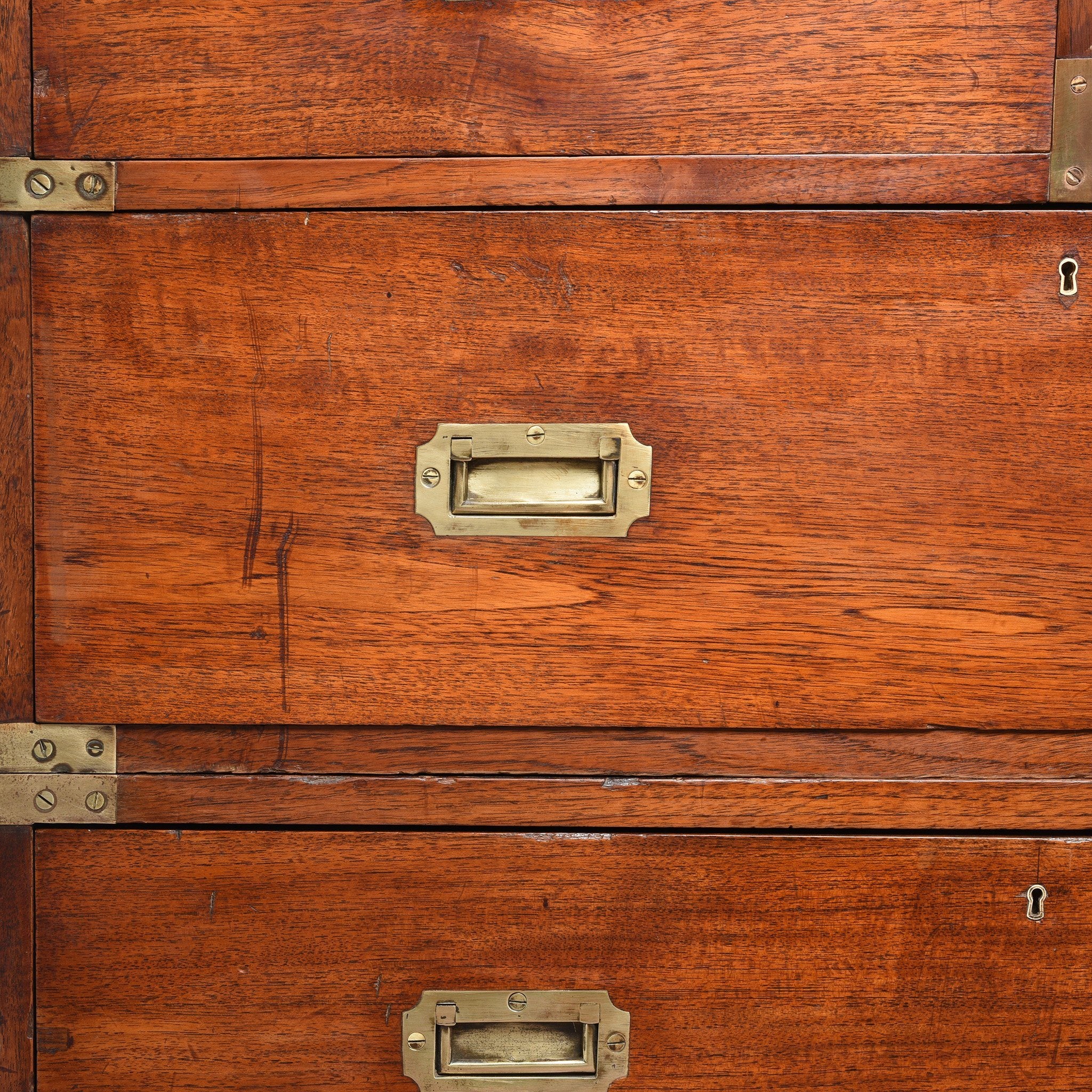 Anglo Indian Teak Campaign Chest Of Drawers - 19thC - Image 4