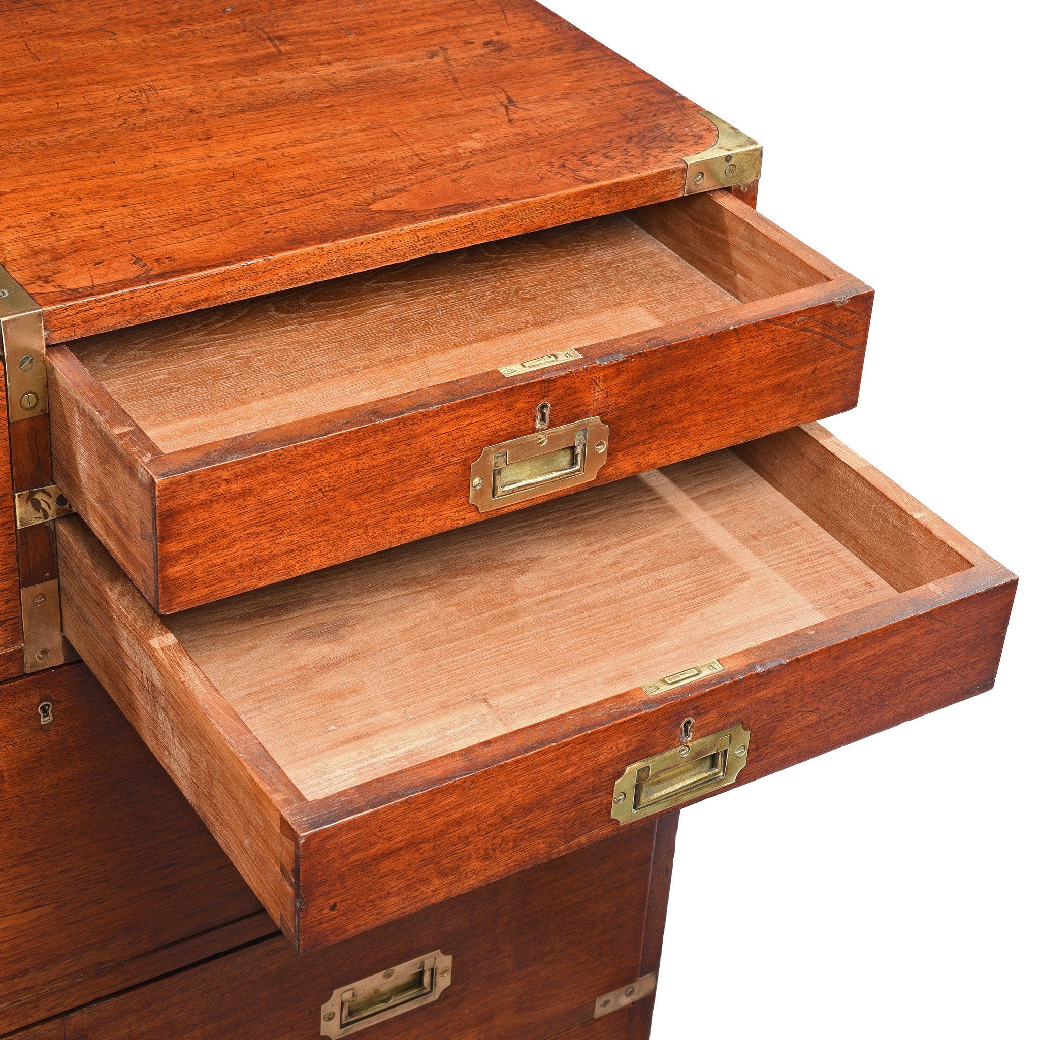 Anglo Indian Teak Campaign Chest Of Drawers - 19thC - Image 5