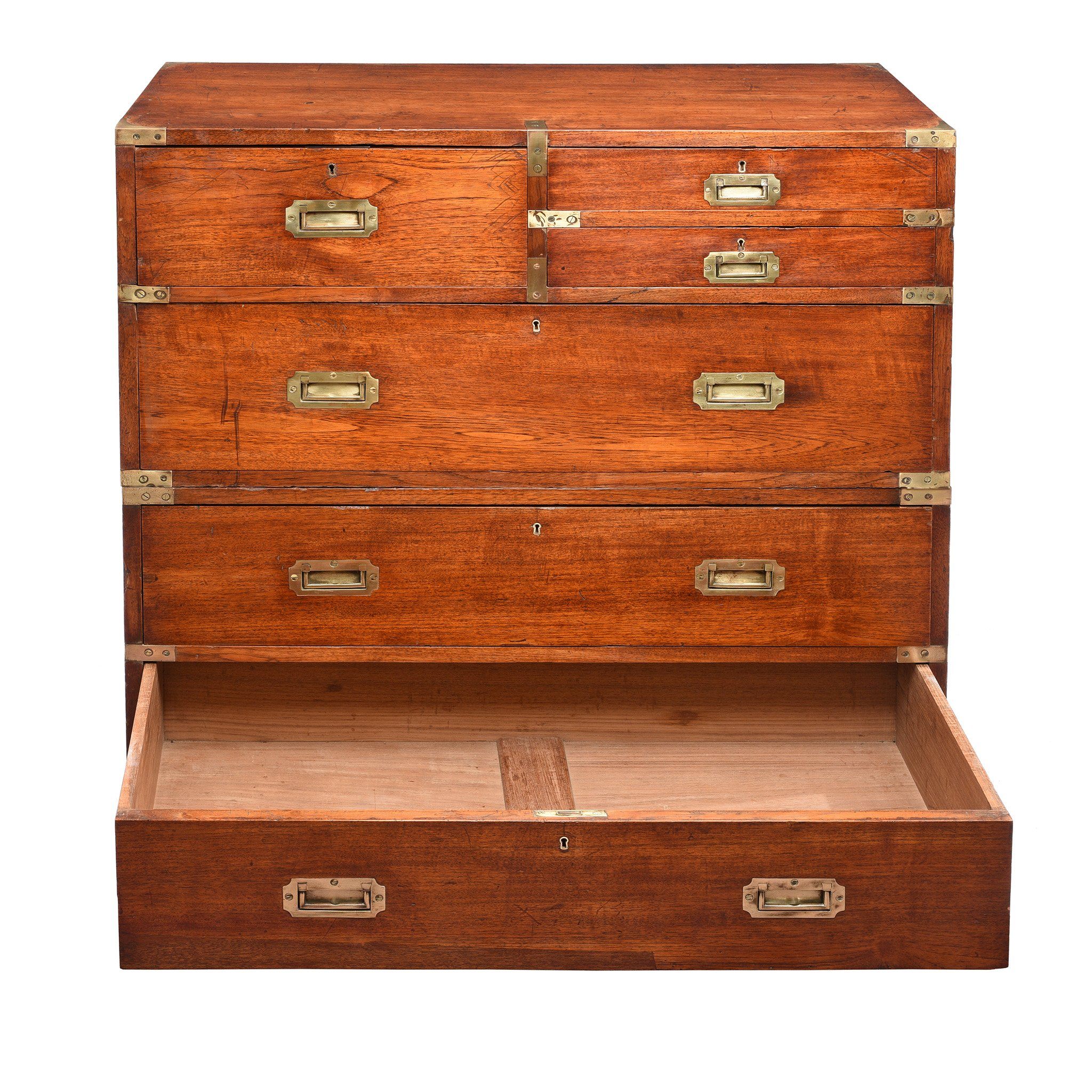 Anglo Indian Teak Campaign Chest Of Drawers - 19thC - Image 6