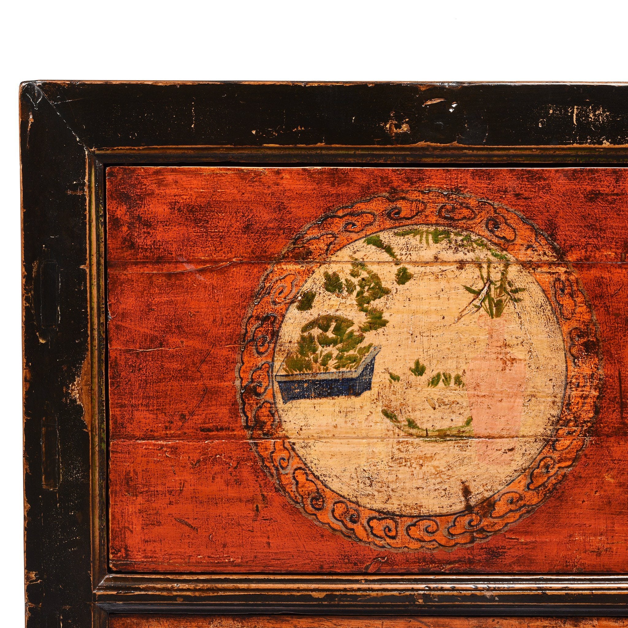 2 Door Traditional Painted Mongolian Sideboard - 19thC - Image 3