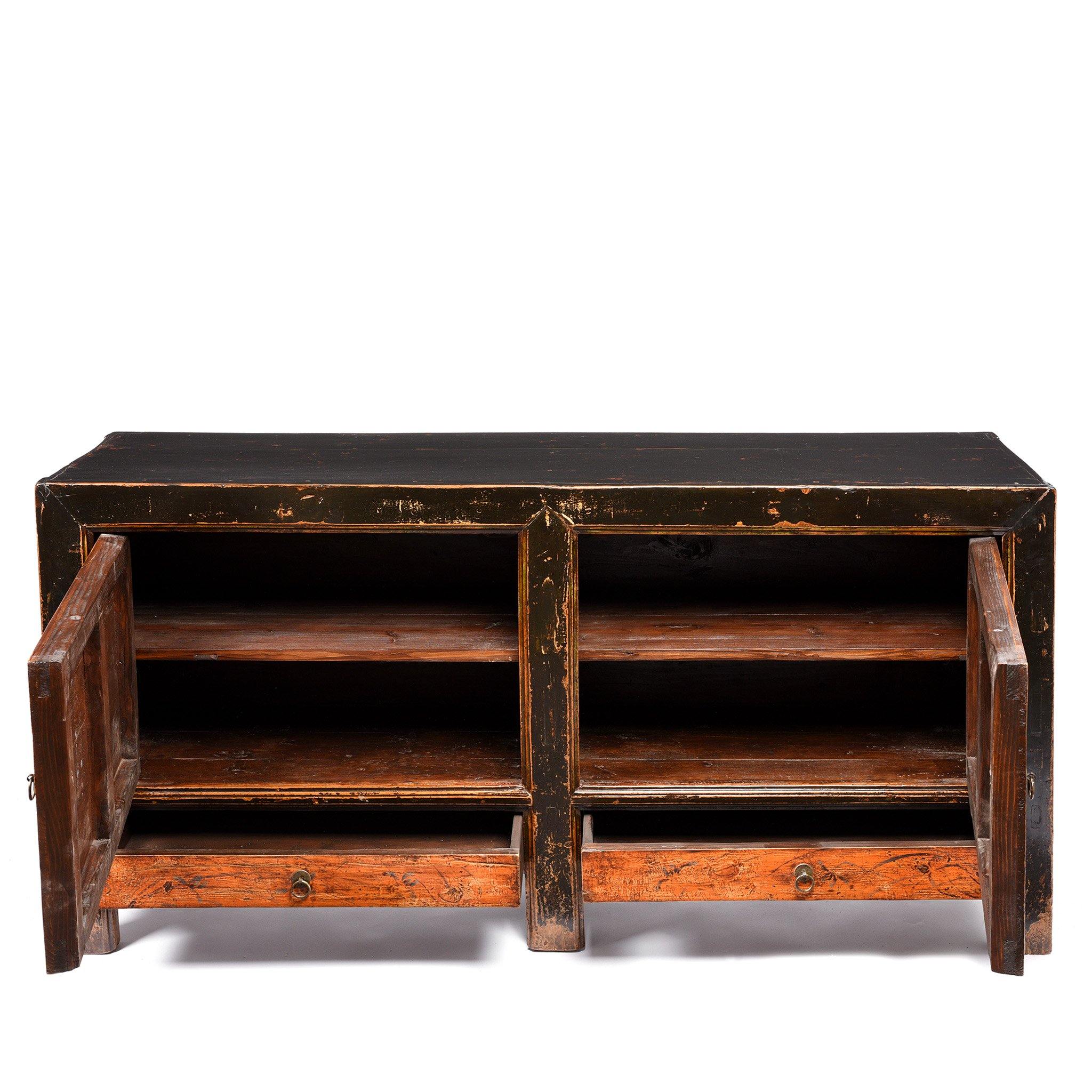 2 Door Traditional Painted Mongolian Sideboard - 19thC - Image 6