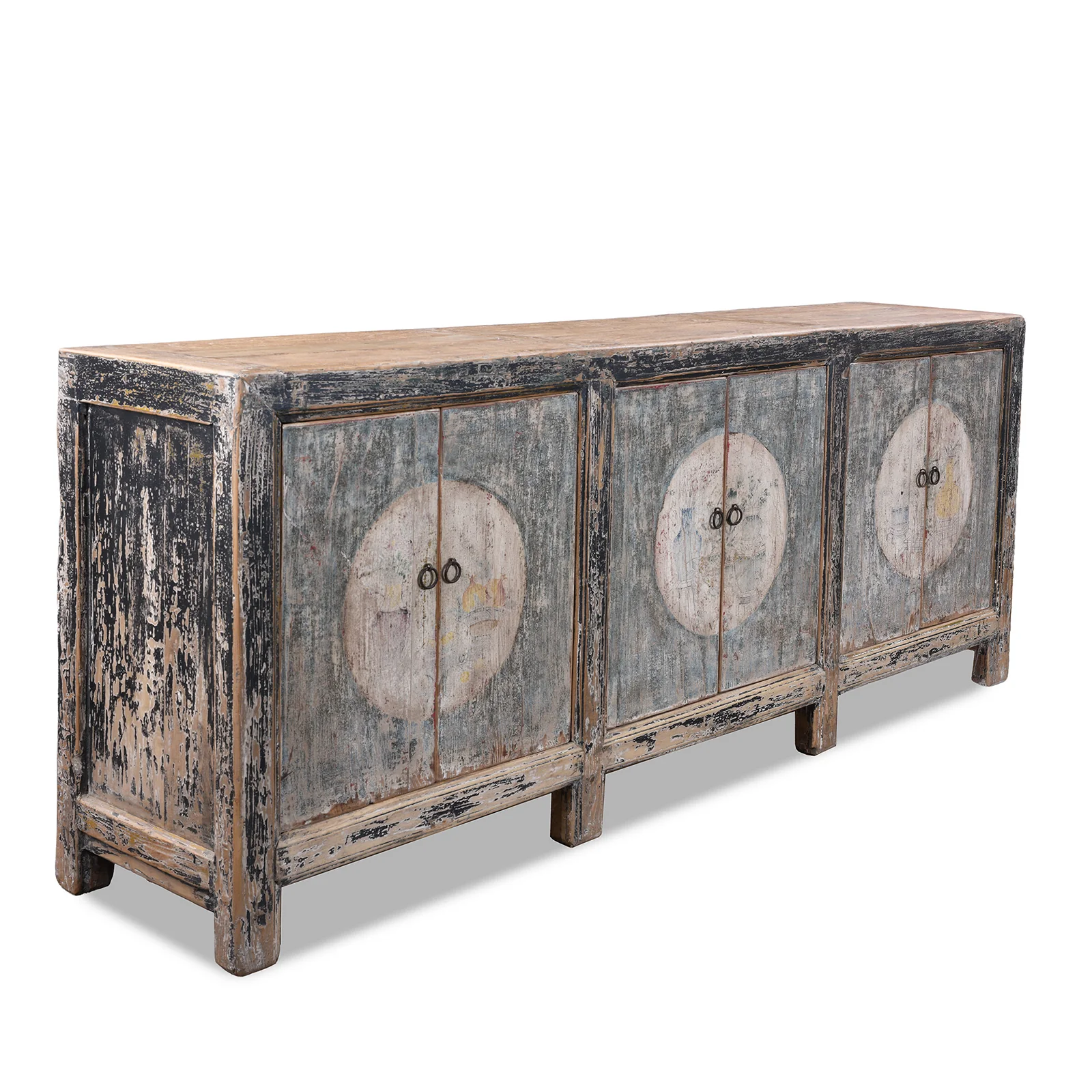 Painted Elm 6 Door Sideboard From Shanxi / Mongolia - Late 19th Century - Image 5