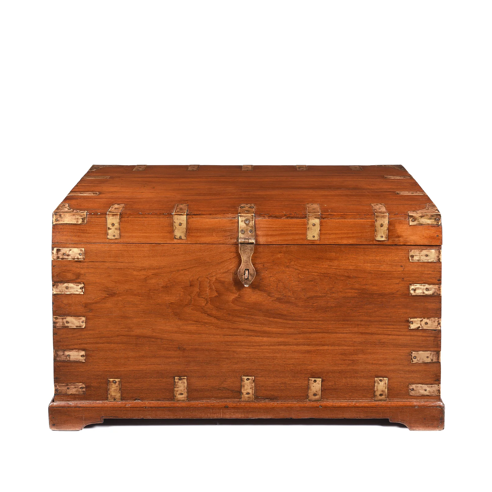 Brass Bound Teak Indian Military Chest From Rajasthan -19thC