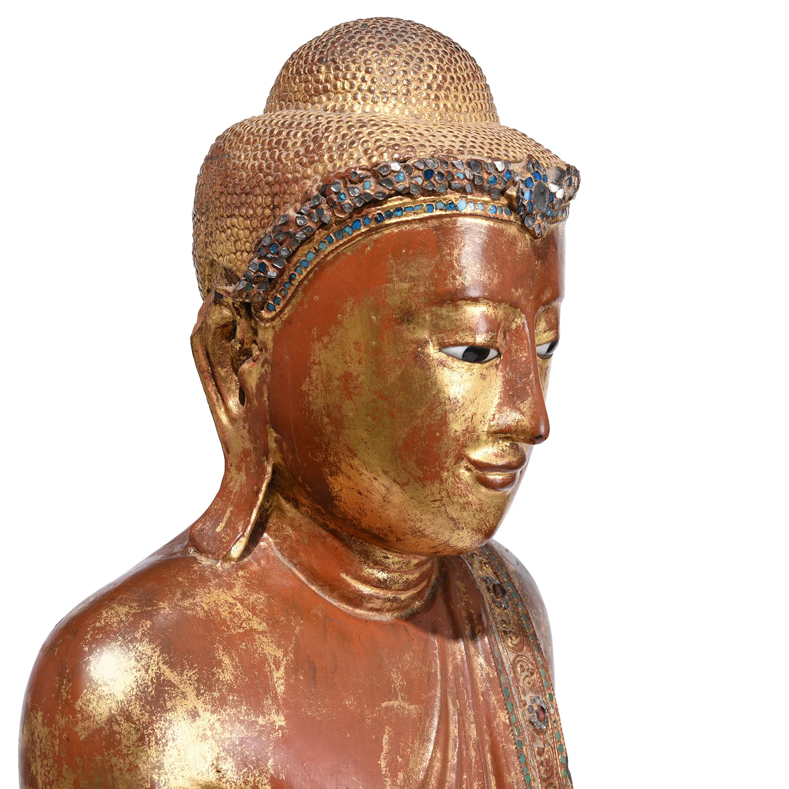 Gilded Burmese Standing Buddha from Mandalay - 19th Century - Image 4