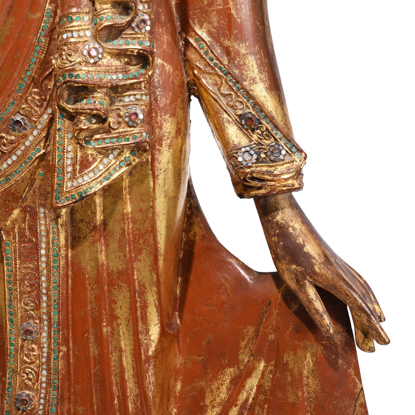Gilded Burmese Standing Buddha from Mandalay - 19th Century - Image 5