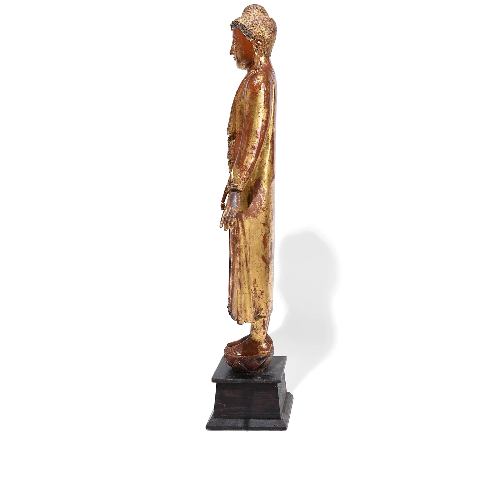 Gilded Burmese Standing Buddha from Mandalay - 19th Century - Image 6