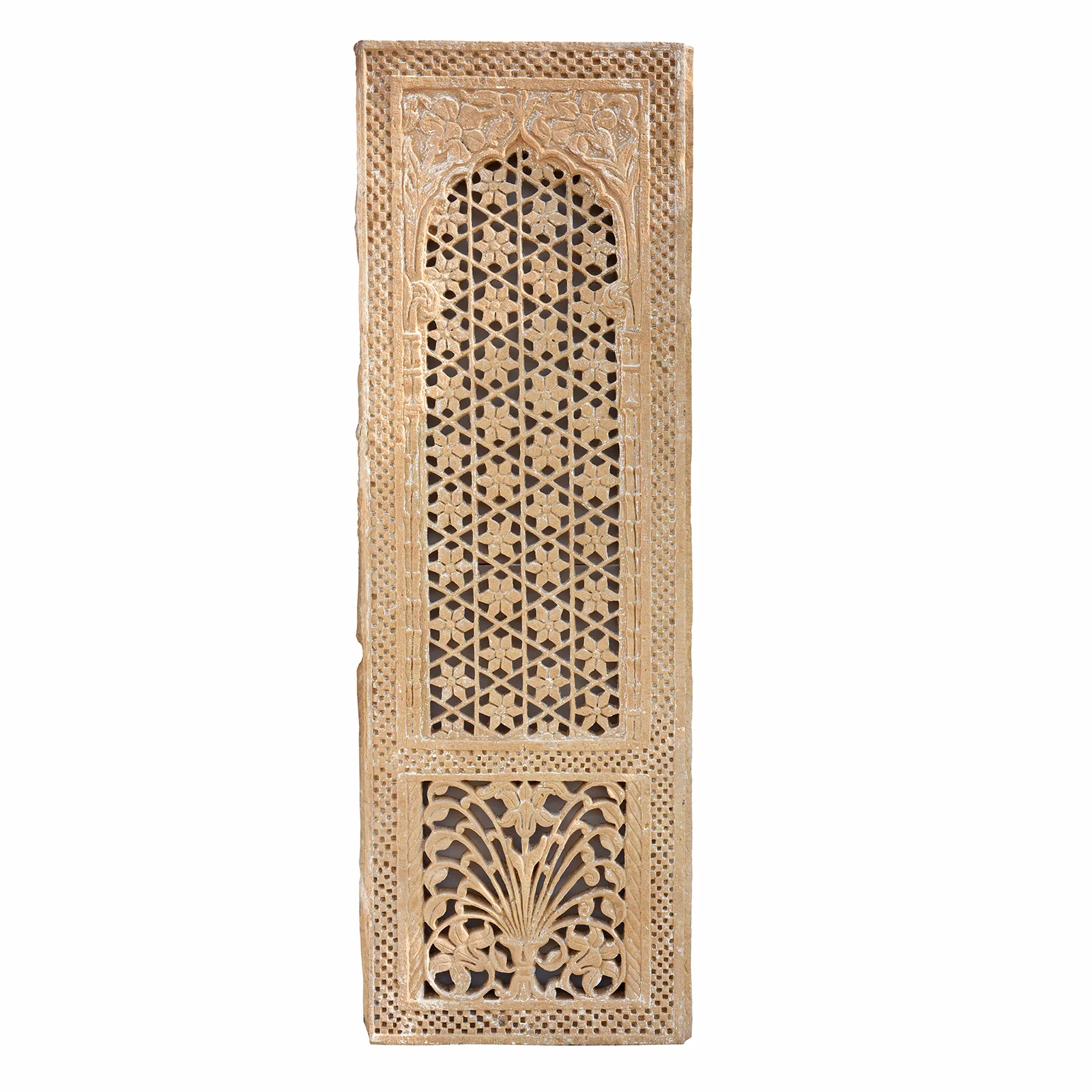 Old Indian Stone Jali Work Window From Rajasthan - 18thC