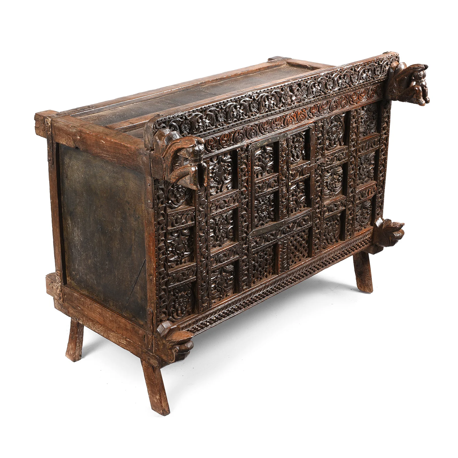 Carved Indian 'Majus' Dowry Chest From Saurashtra - 19thC - Image 5