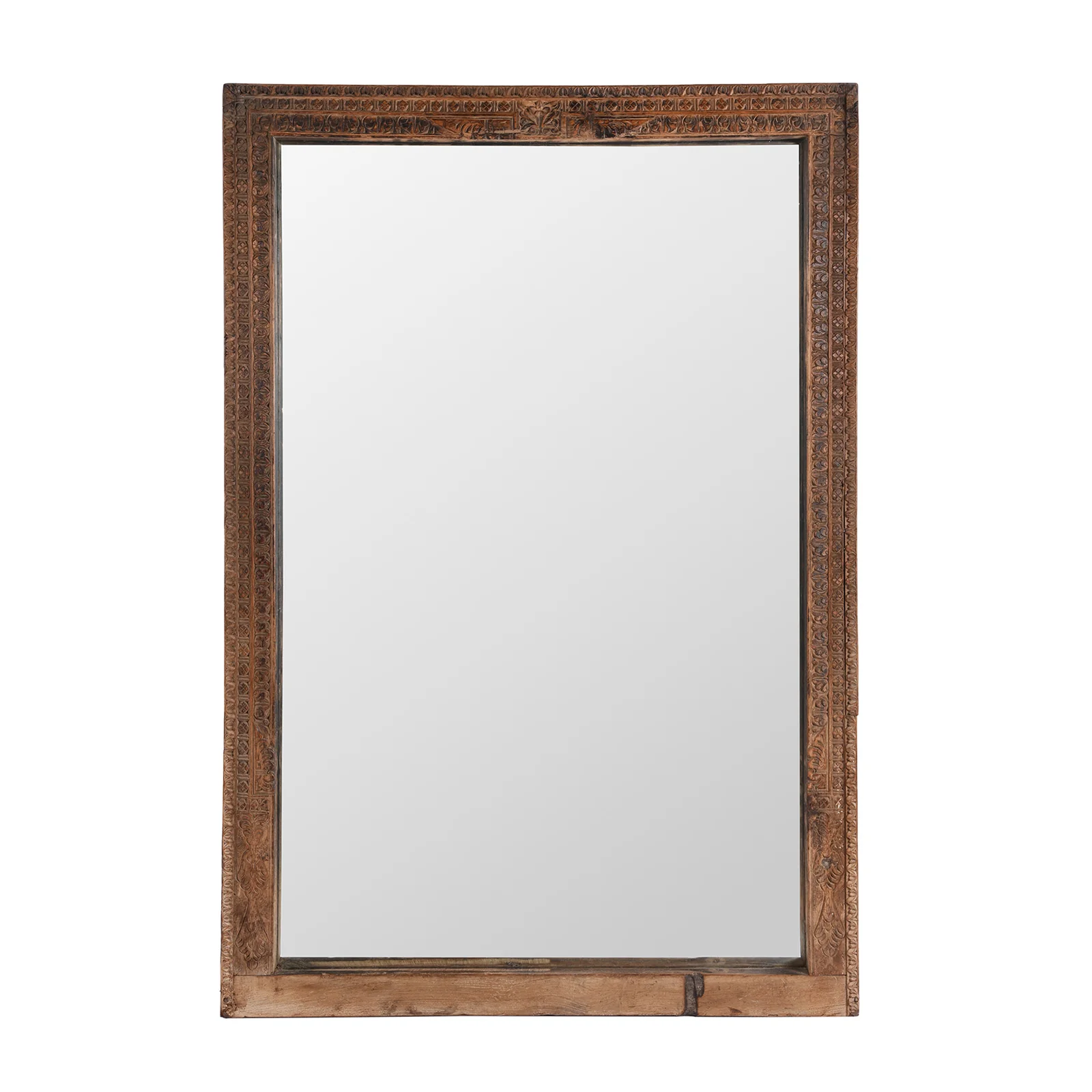 Carved Indian Window Mirror From Shekhawati - 19th Century