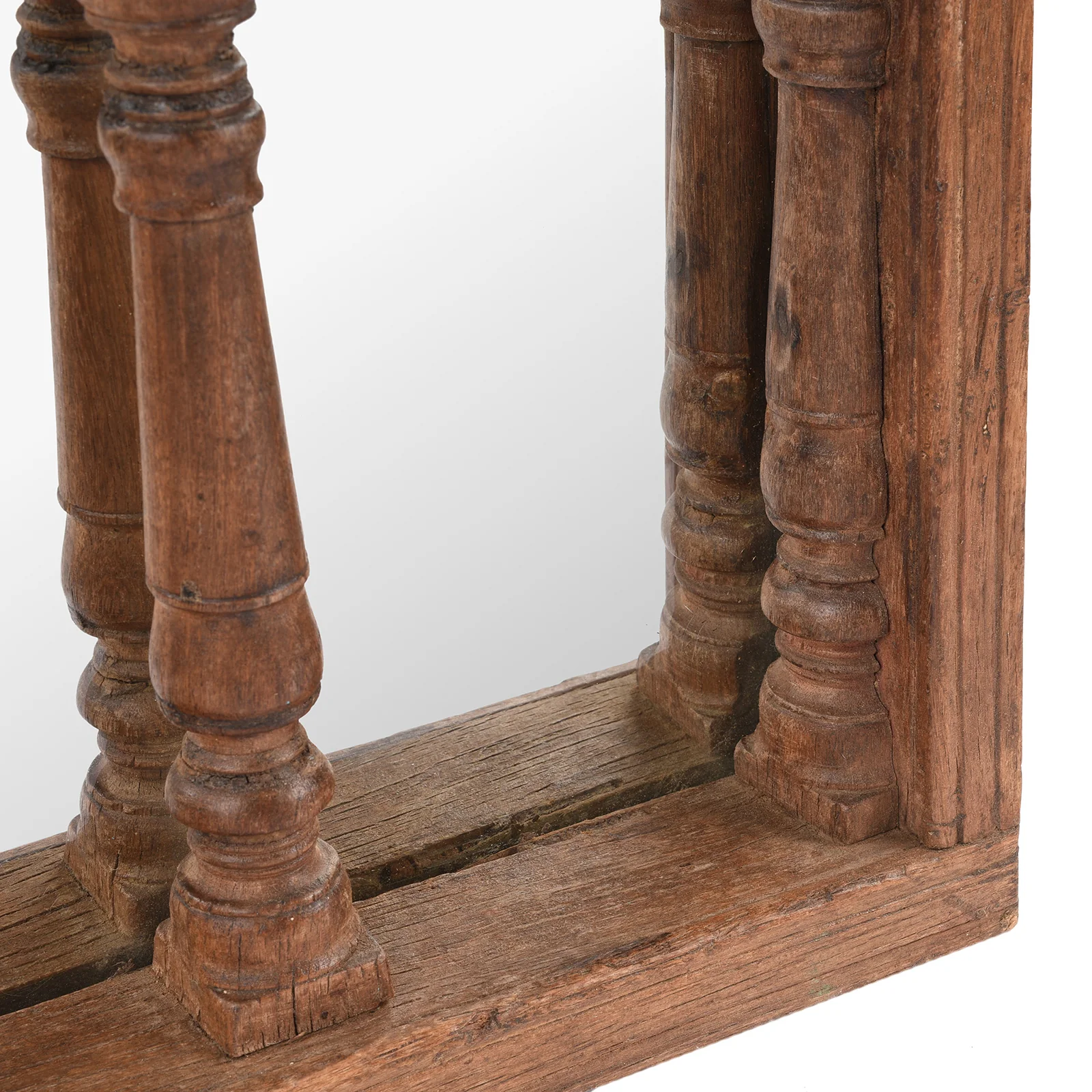 Carved Teak Triple Arch Window Mirror - 19th Century - Image 4