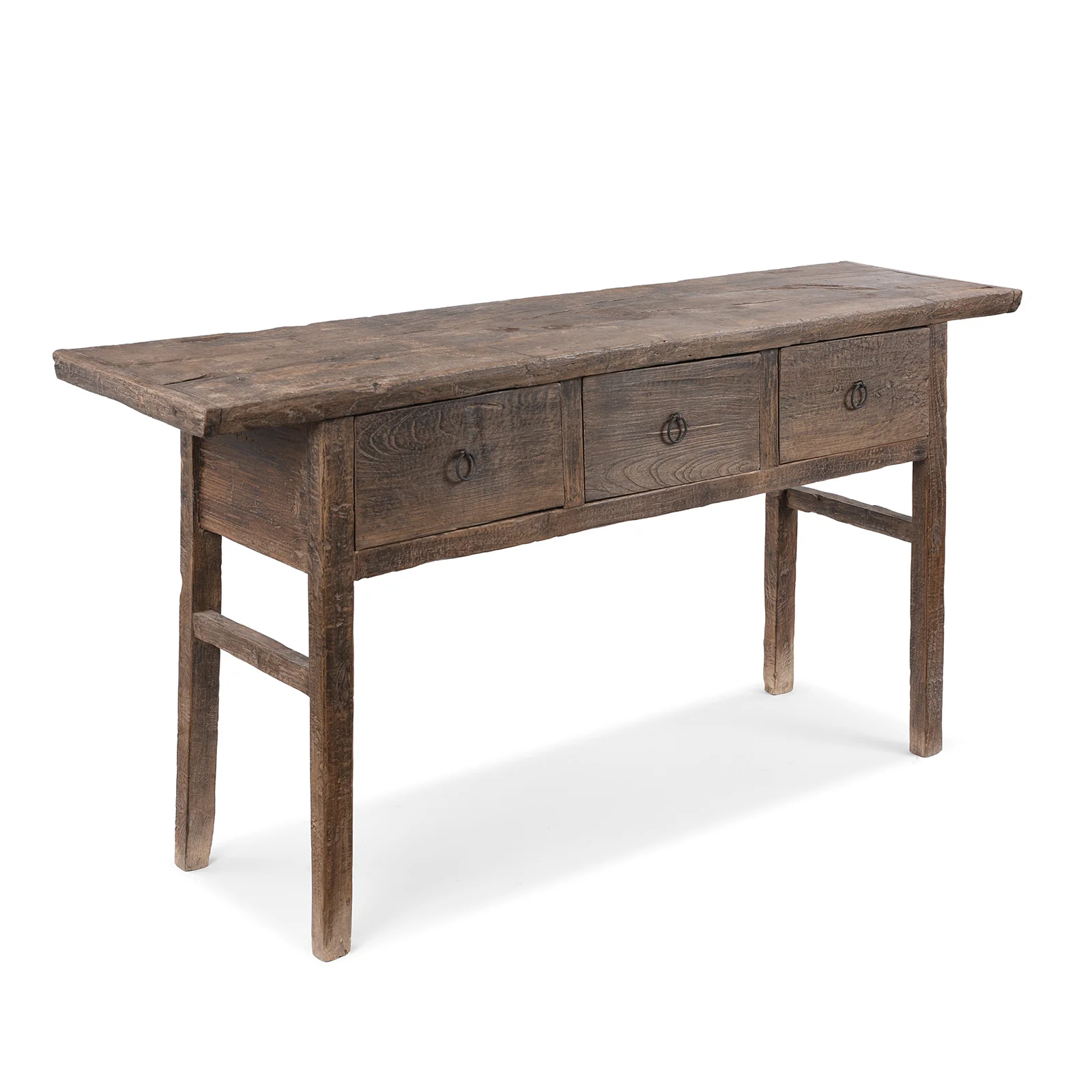 Rustic 3 Drawer Console Table - 19th Century - Image 4