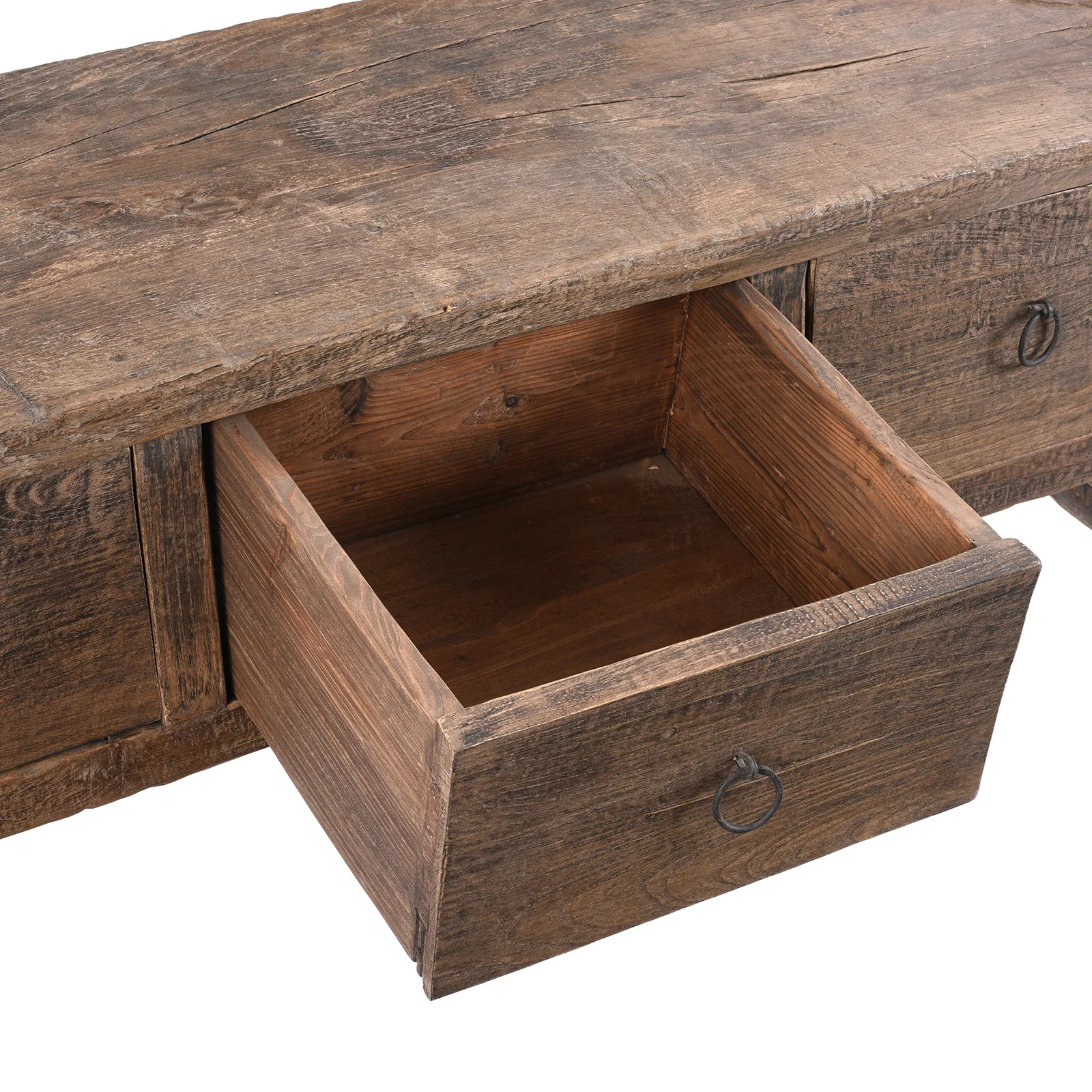Rustic 3 Drawer Console Table - 19th Century - Image 5