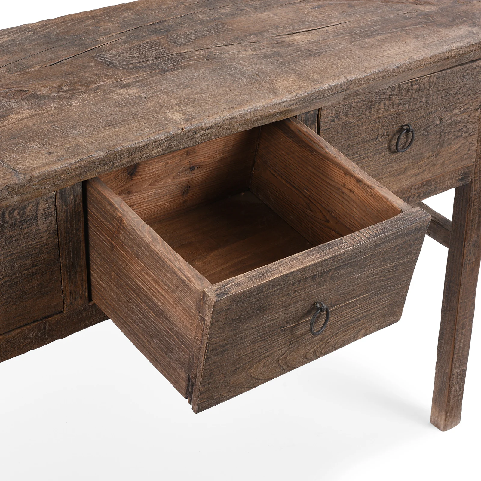 Rustic 3 Drawer Console Table - 19th Century - Image 7