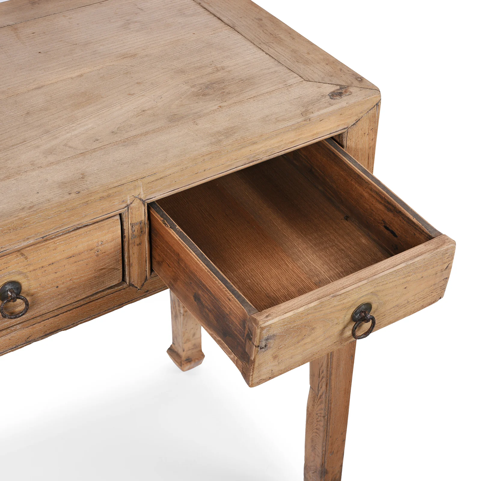 Antique 3 Drawer Bleached Wood Console Table - Image 4