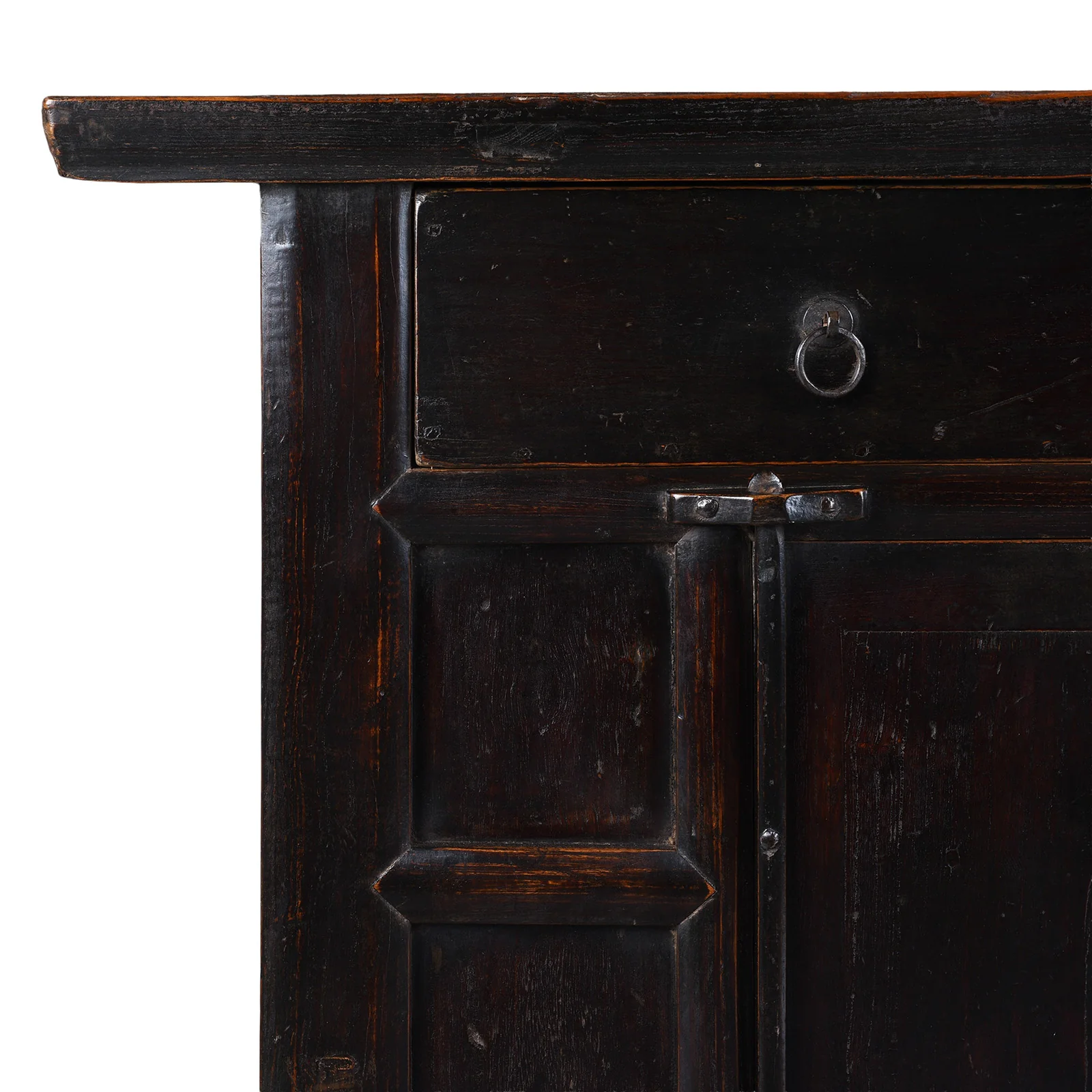 Black Lacquer Elm Two Drawer Cabinet From Shanxi - Late 19th Century - Image 2