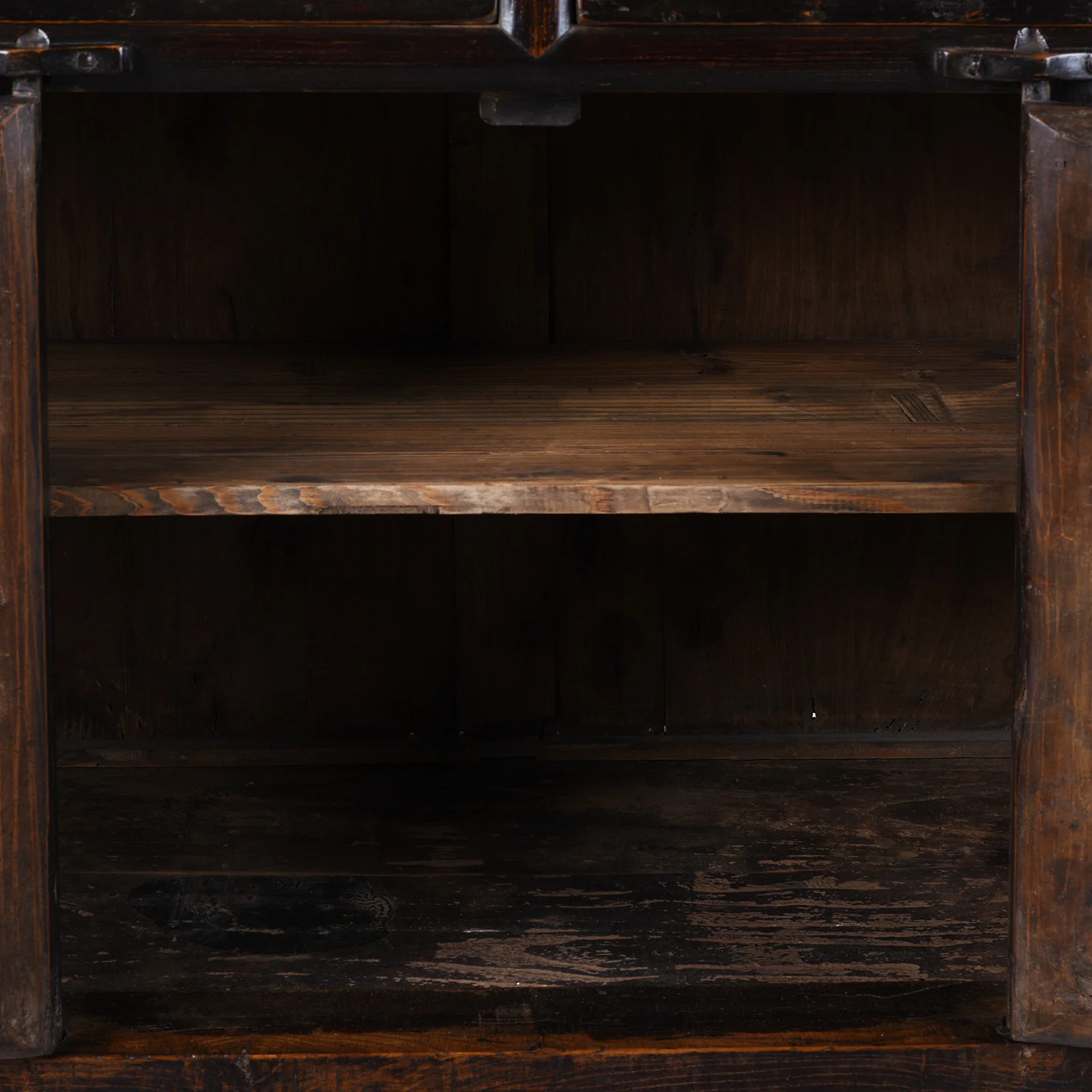 Black Lacquer Elm Two Drawer Cabinet From Shanxi - Late 19th Century - Image 4