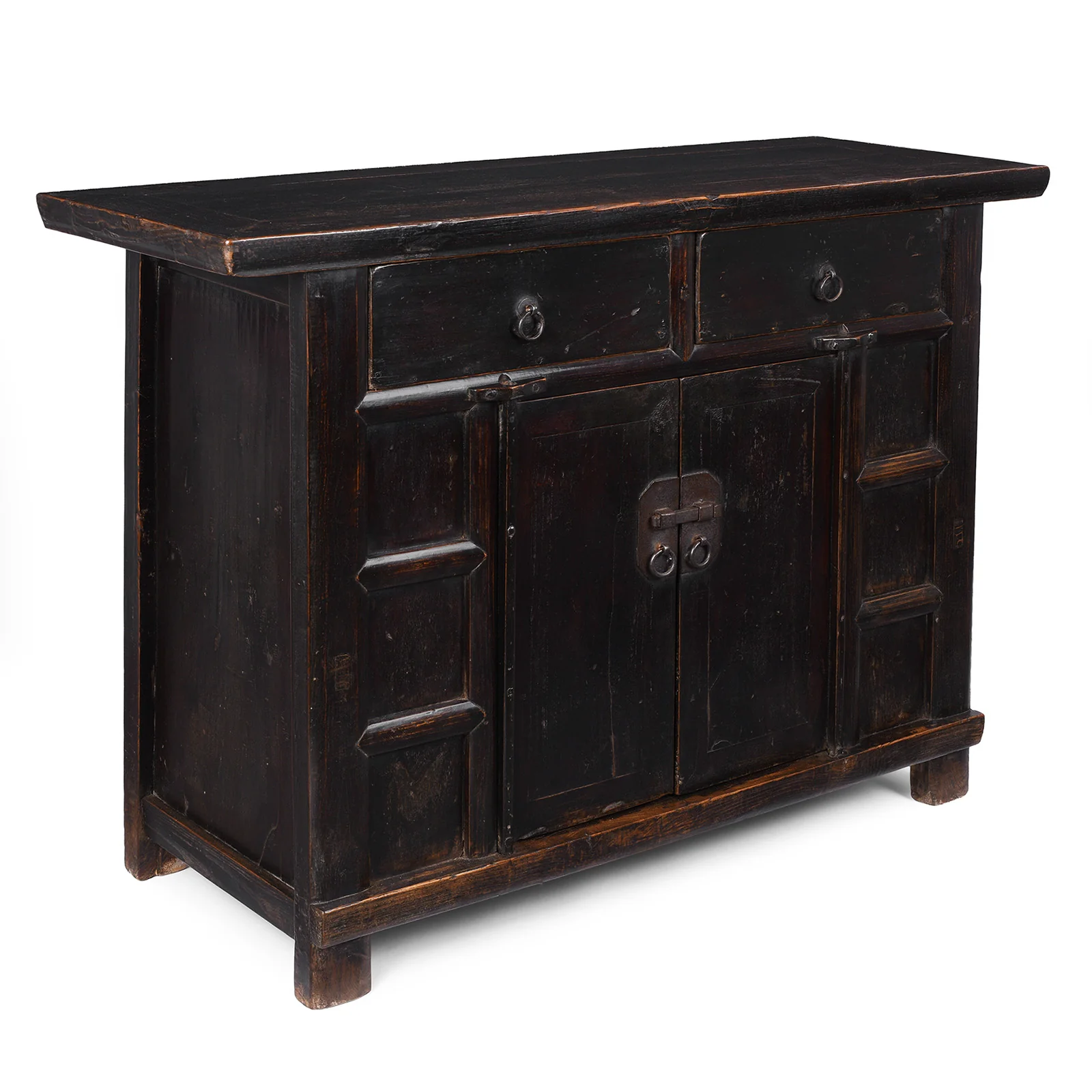 Black Lacquer Elm Two Drawer Cabinet From Shanxi - Late 19th Century - Image 6